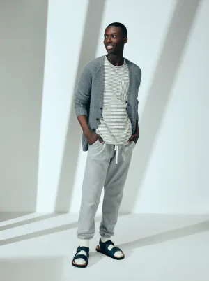 100% Cashmere Ribbed Cardigan in Grey