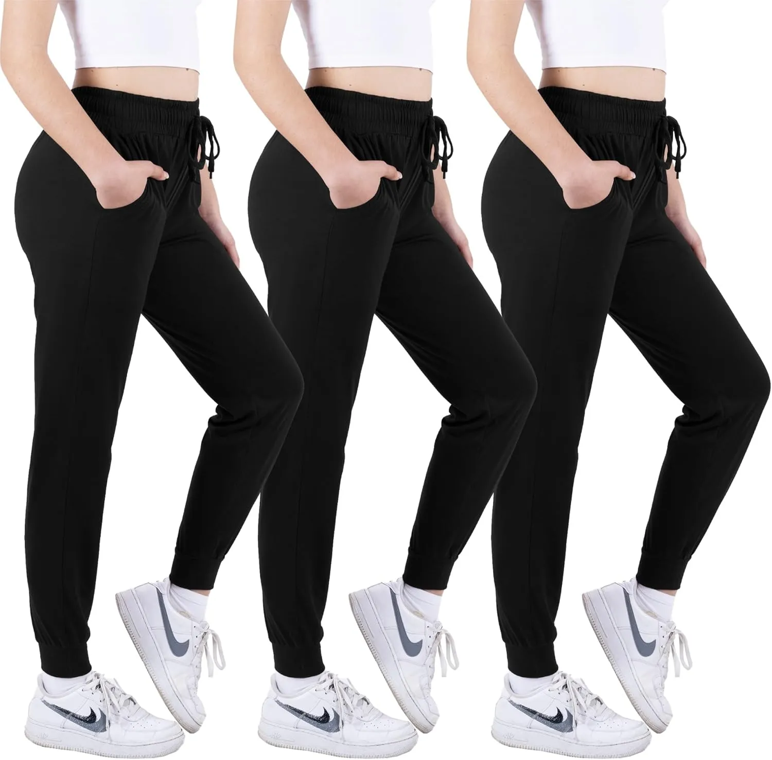 3 Pack: Women's Ultra-Soft Lounge Joggers Sweatpants Athletic Yoga Pants with Pockets