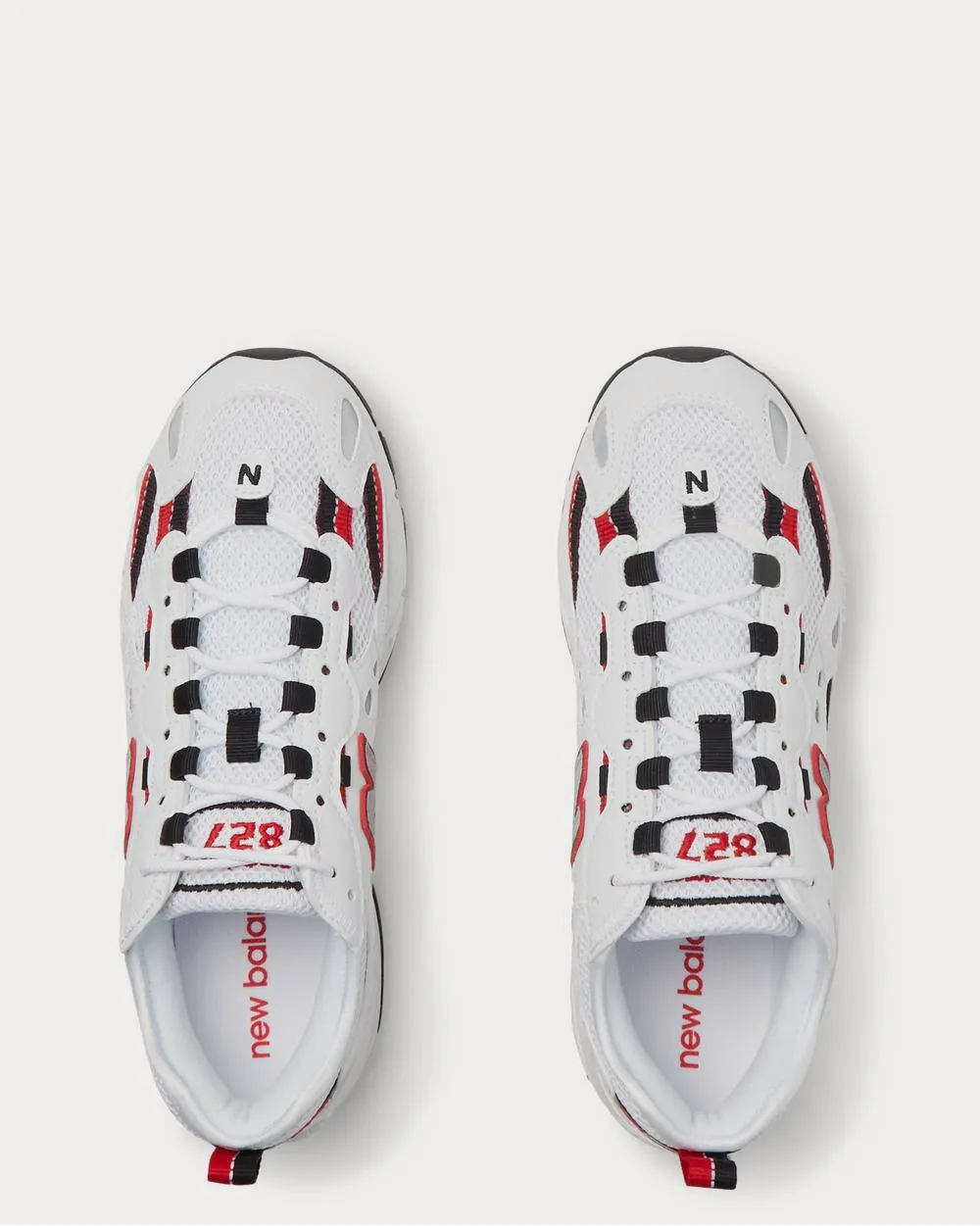 827 Webbing-Trimmed Faux Leather and Mesh  White low top sneakers