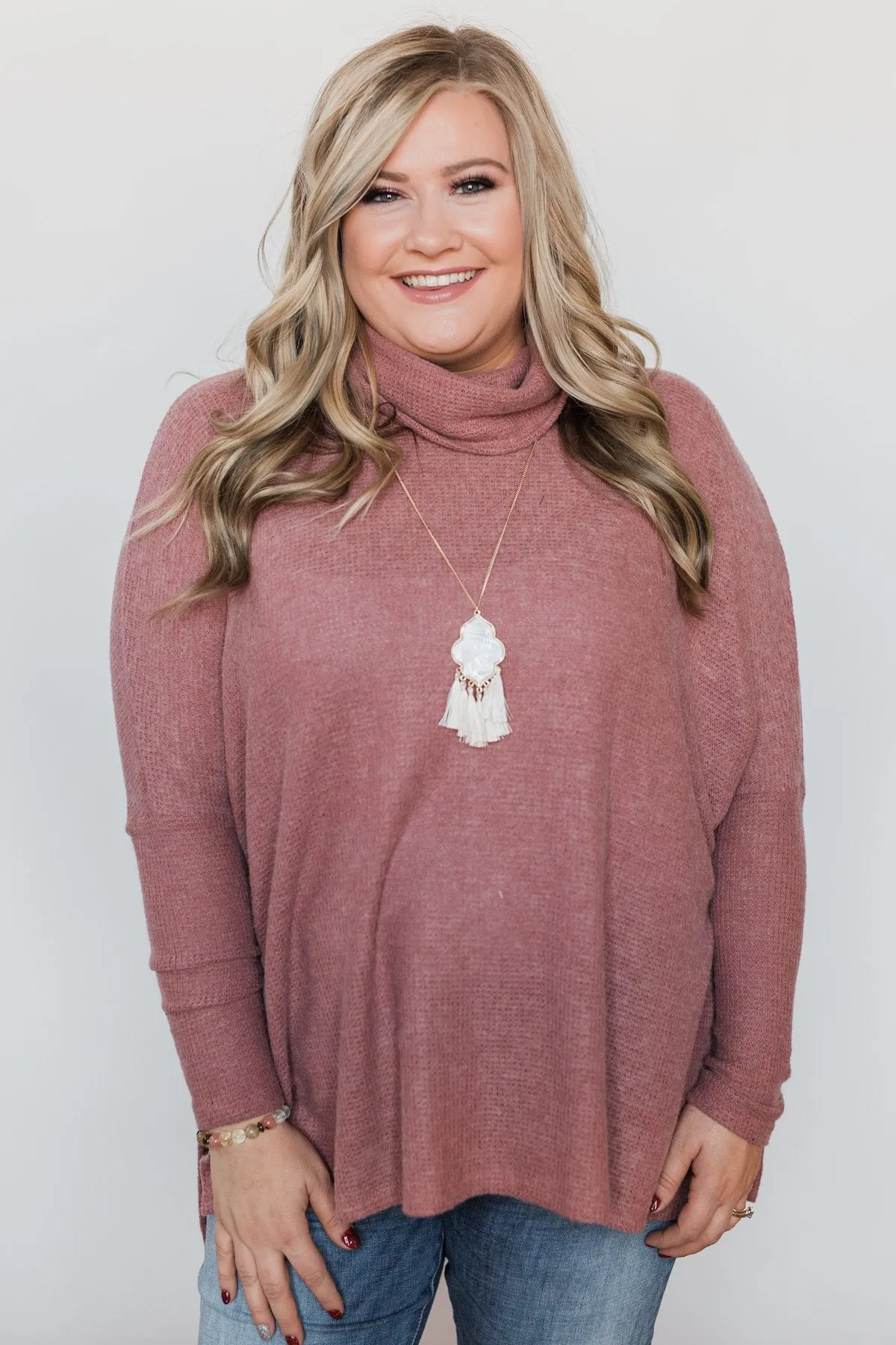 All I Want is You Thermal Turtleneck Sweater - Brick