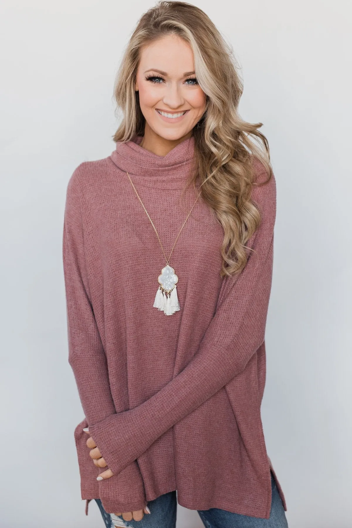All I Want is You Thermal Turtleneck Sweater - Brick
