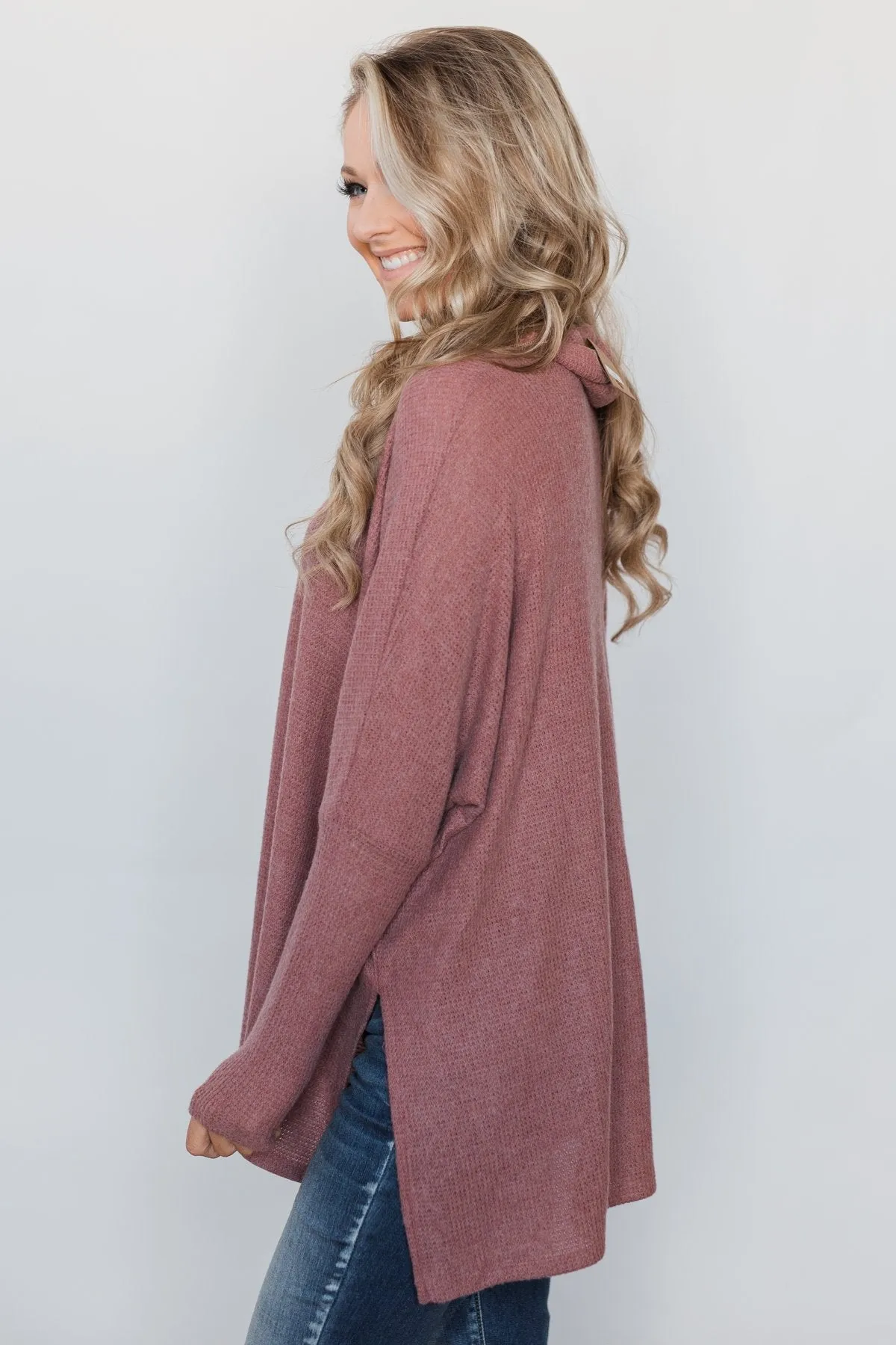 All I Want is You Thermal Turtleneck Sweater - Brick