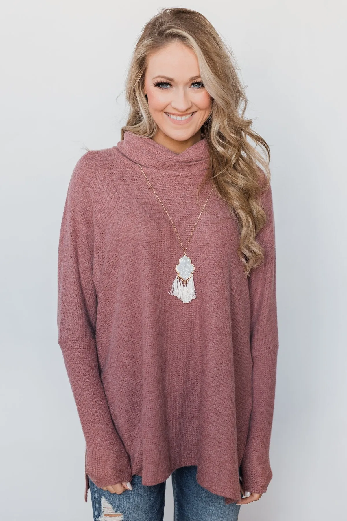All I Want is You Thermal Turtleneck Sweater - Brick