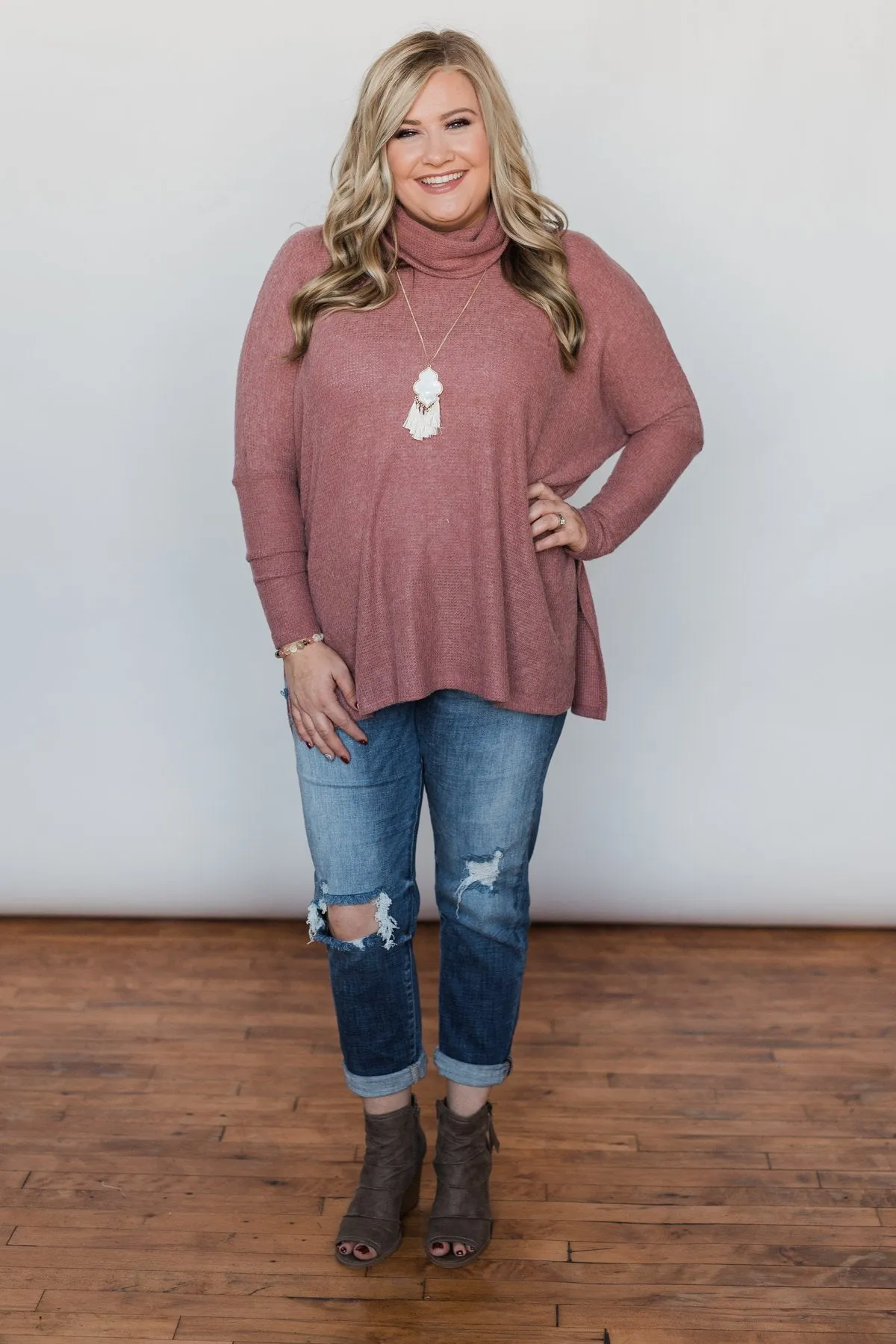 All I Want is You Thermal Turtleneck Sweater - Brick