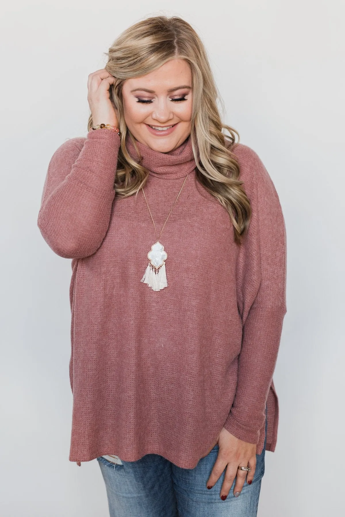 All I Want is You Thermal Turtleneck Sweater - Brick