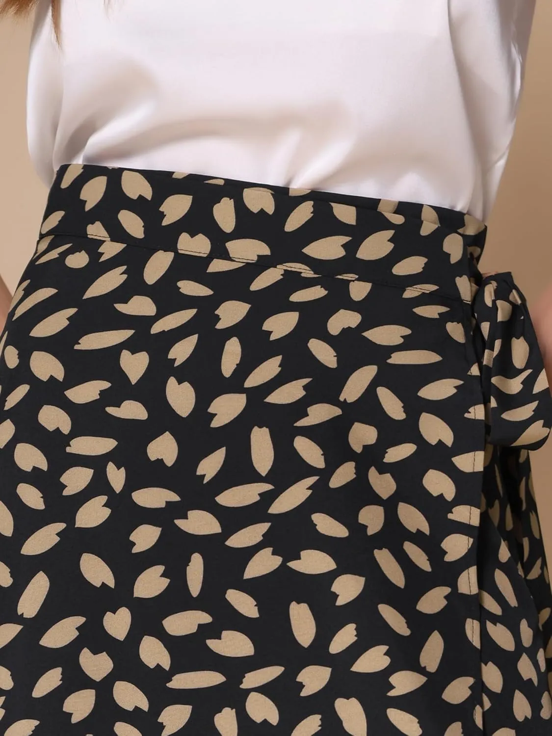 Allegra K Women's Printed Midi Skirt Tie Front Split Floral Wrap Skirts