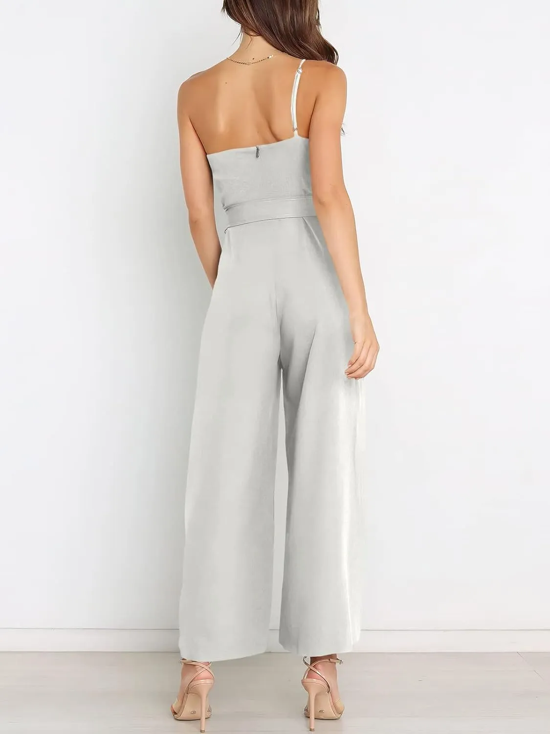 ANRABESS Women Summer Dressy Jumpsuits One Shoulder Sleeveless Casual Wide Leg Pants Romper Jumper 2025 Trendy Outfits