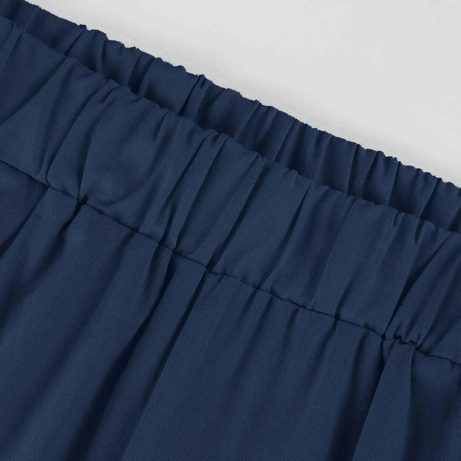 Capri Pants for Women Casual Straight Leg Lounge Trousers Elastic High Waist Lightweight Comfy Soft Palazzo Pants