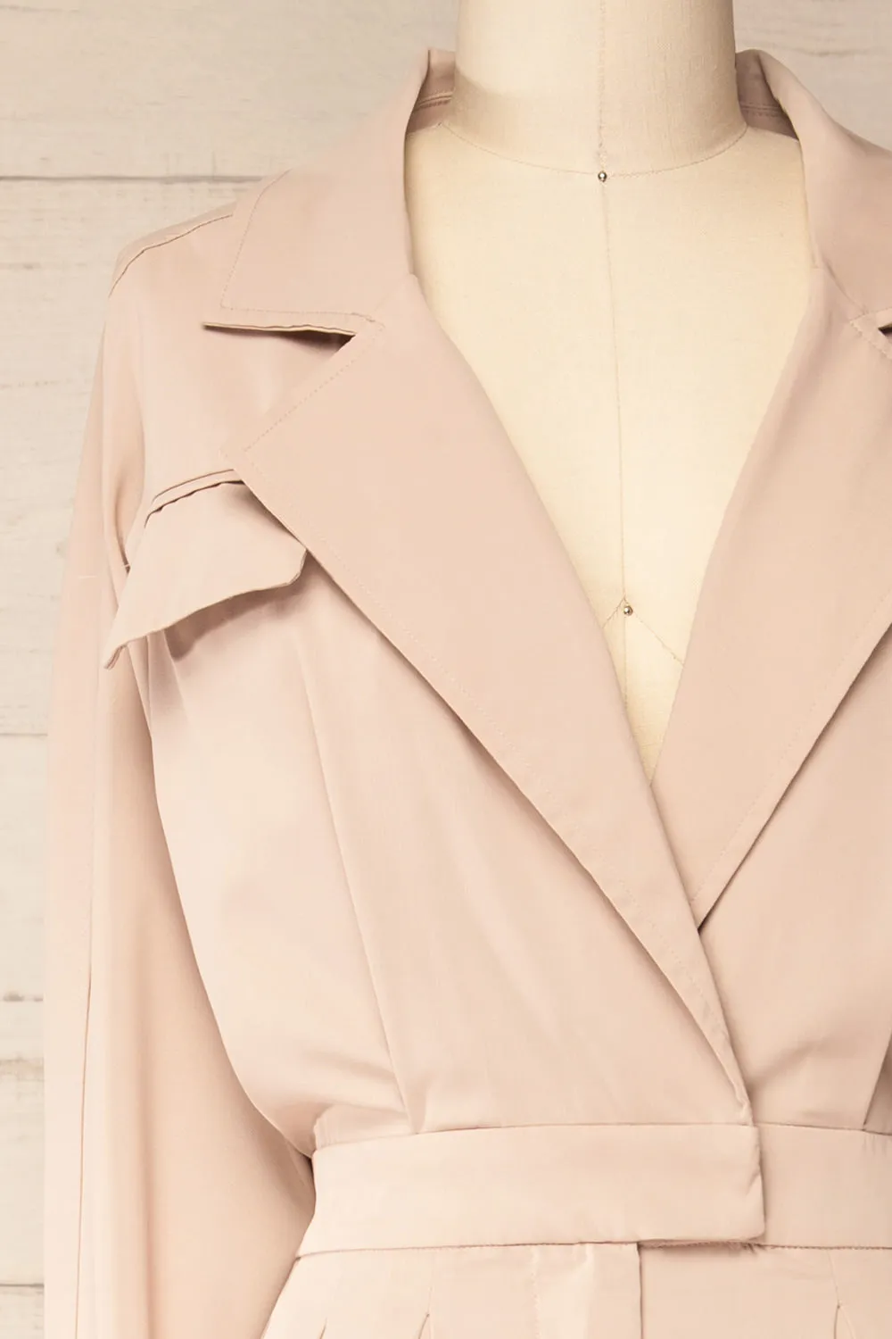 Cracovie Taupe | Utility Jumpsuit w/ Long Sleeves