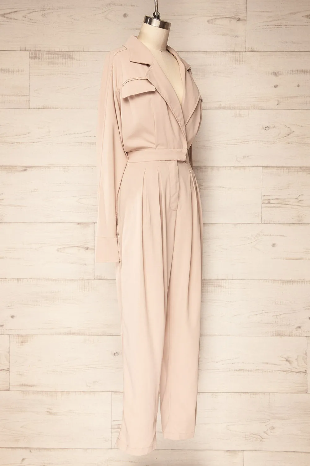 Cracovie Taupe | Utility Jumpsuit w/ Long Sleeves