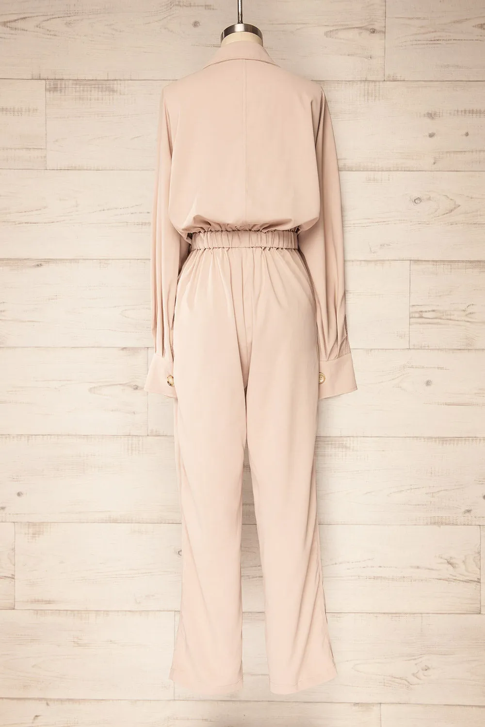 Cracovie Taupe | Utility Jumpsuit w/ Long Sleeves