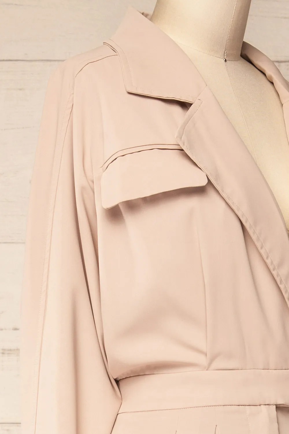Cracovie Taupe | Utility Jumpsuit w/ Long Sleeves