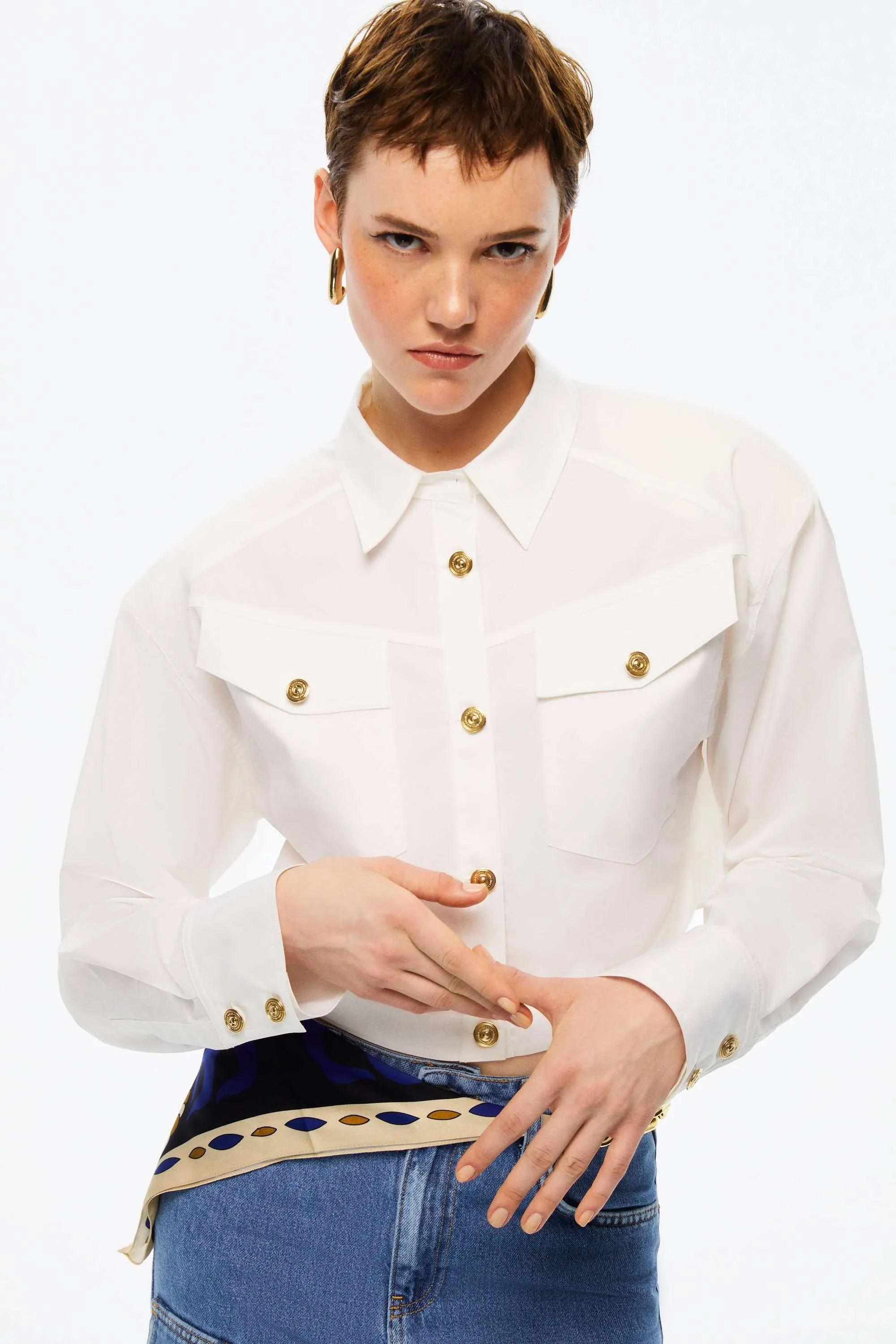 Cropped Shirt With Shoulder Pads (Final Sale)