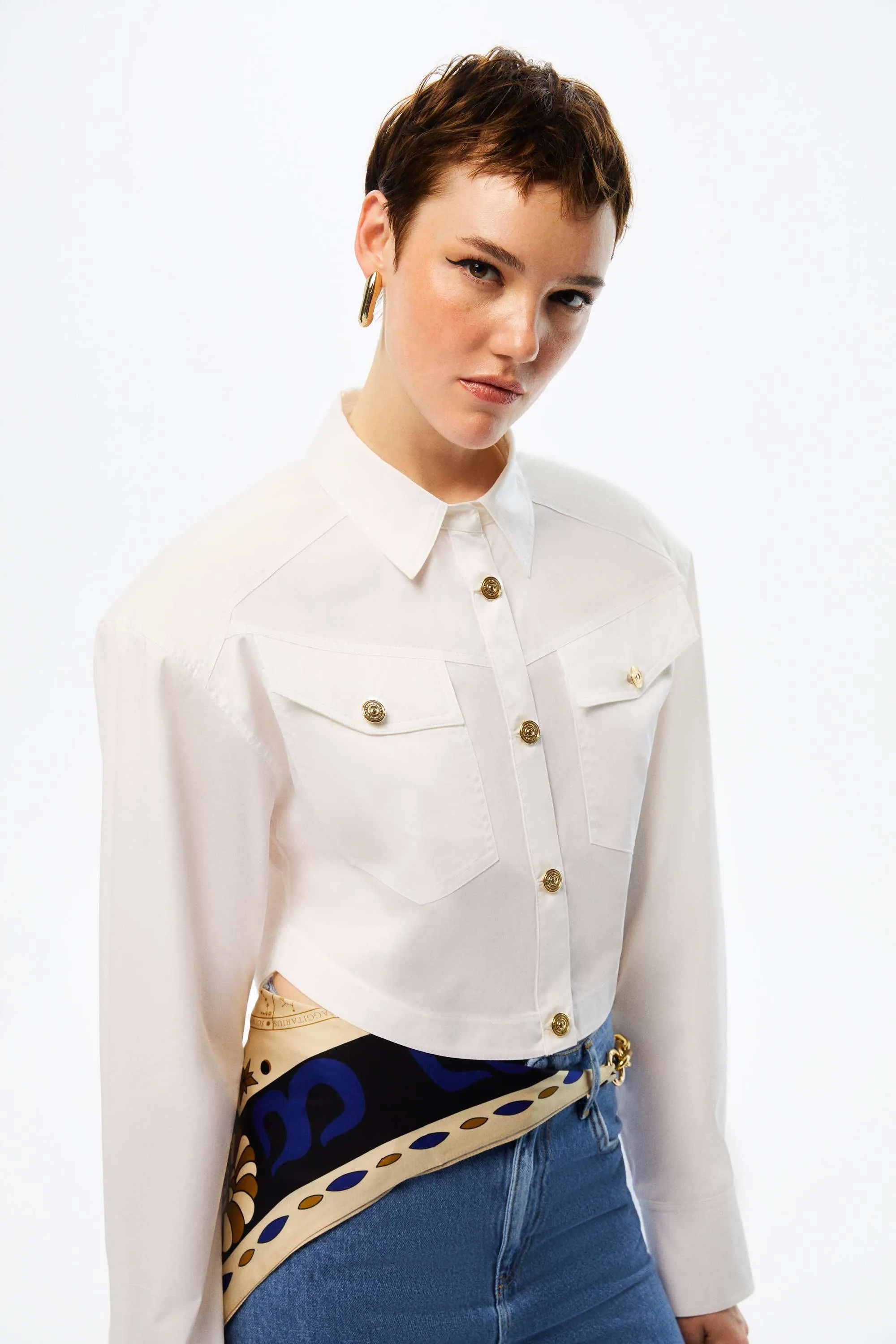 Cropped Shirt With Shoulder Pads (Final Sale)