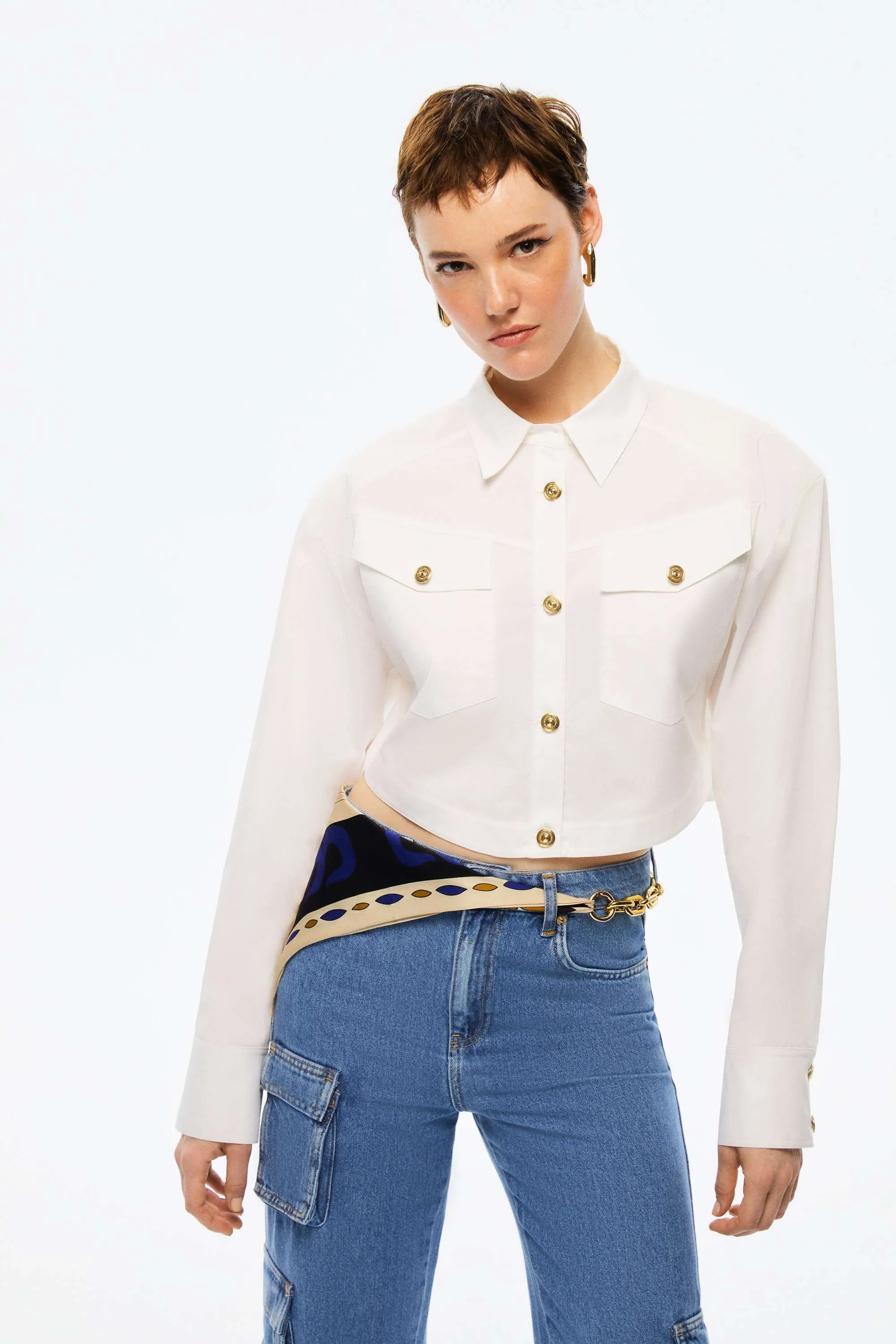 Cropped Shirt With Shoulder Pads (Final Sale)