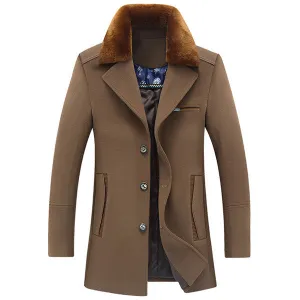 Detachable Furry Collar Wool Coat
