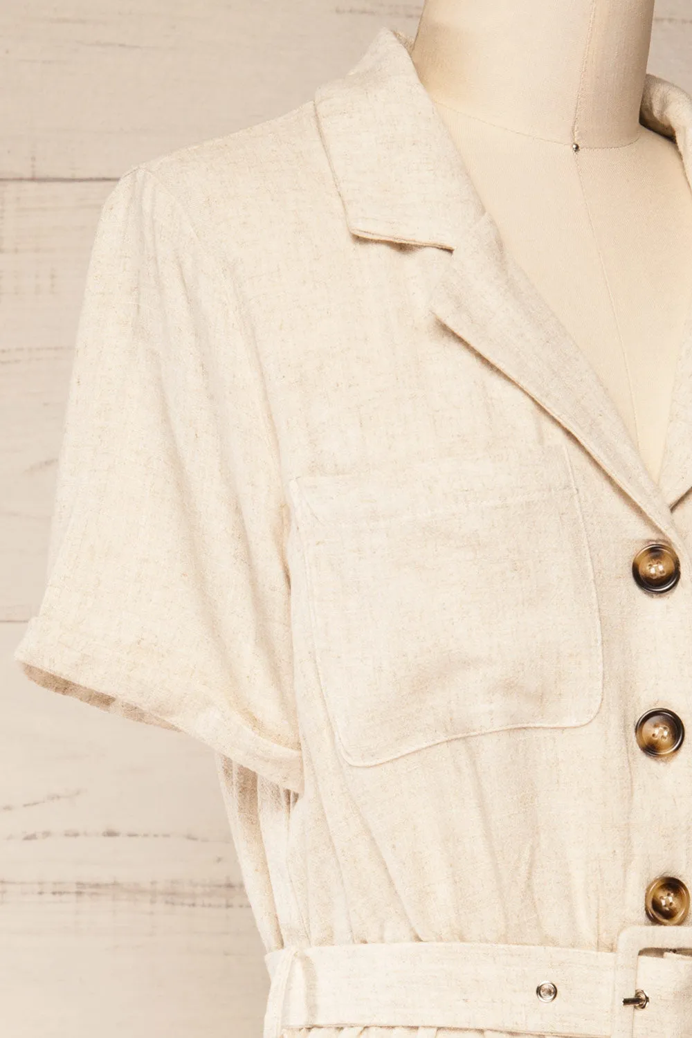 Dobraga Beige | Utility Romper w/ Belt