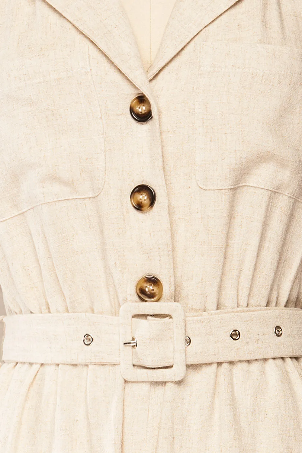Dobraga Beige | Utility Romper w/ Belt