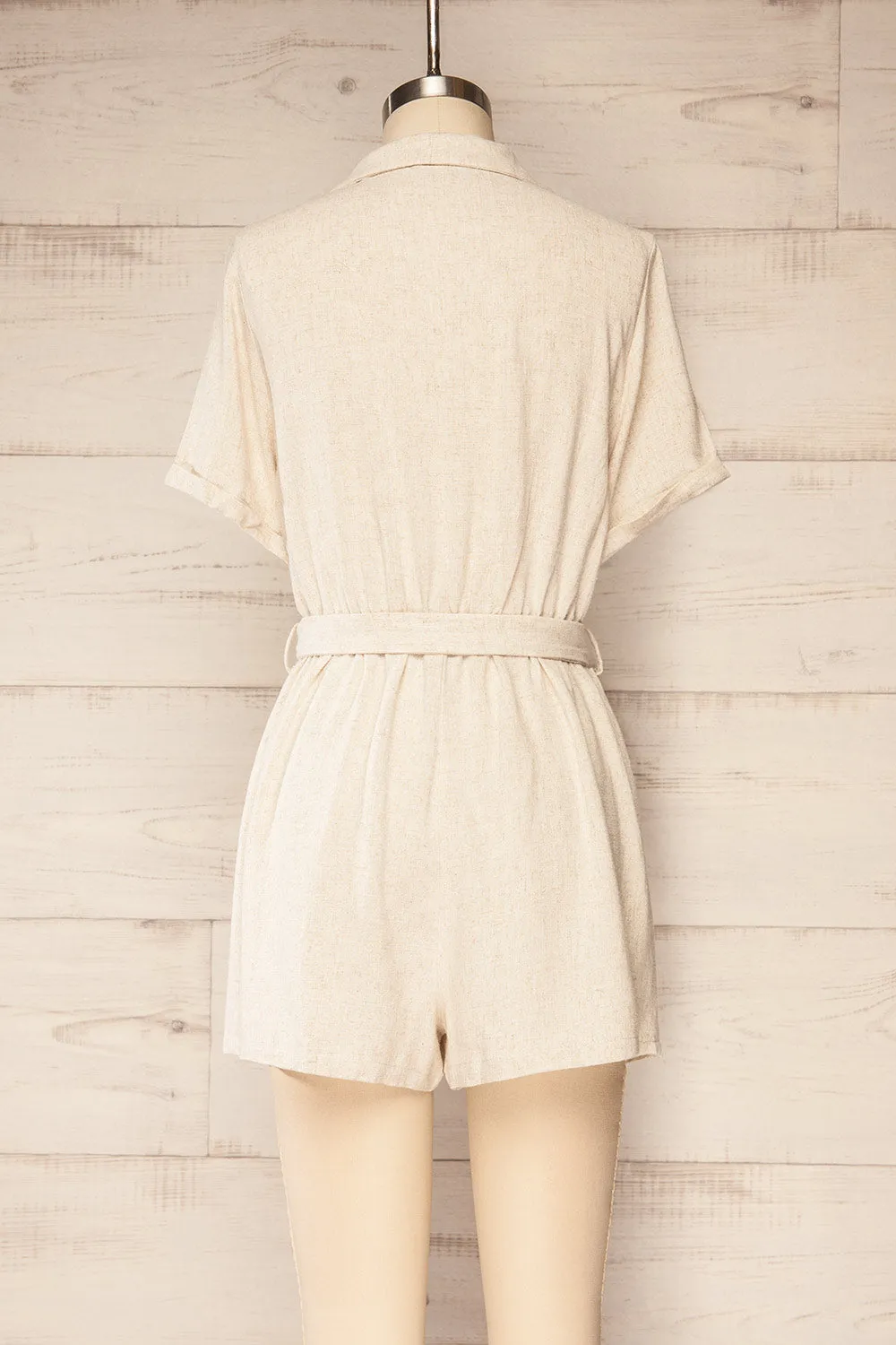 Dobraga Beige | Utility Romper w/ Belt