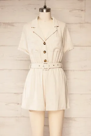 Dobraga Beige | Utility Romper w/ Belt