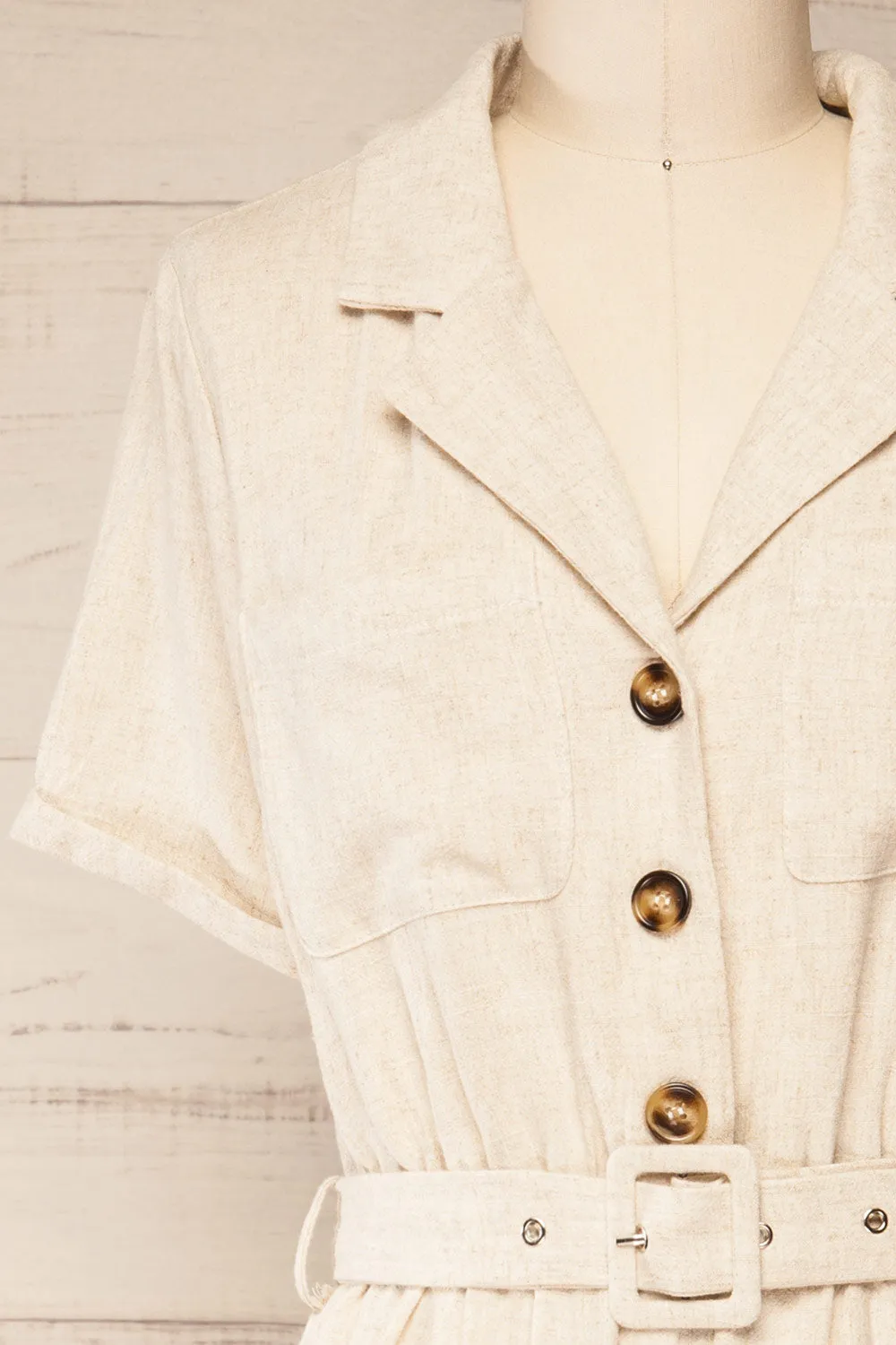 Dobraga Beige | Utility Romper w/ Belt