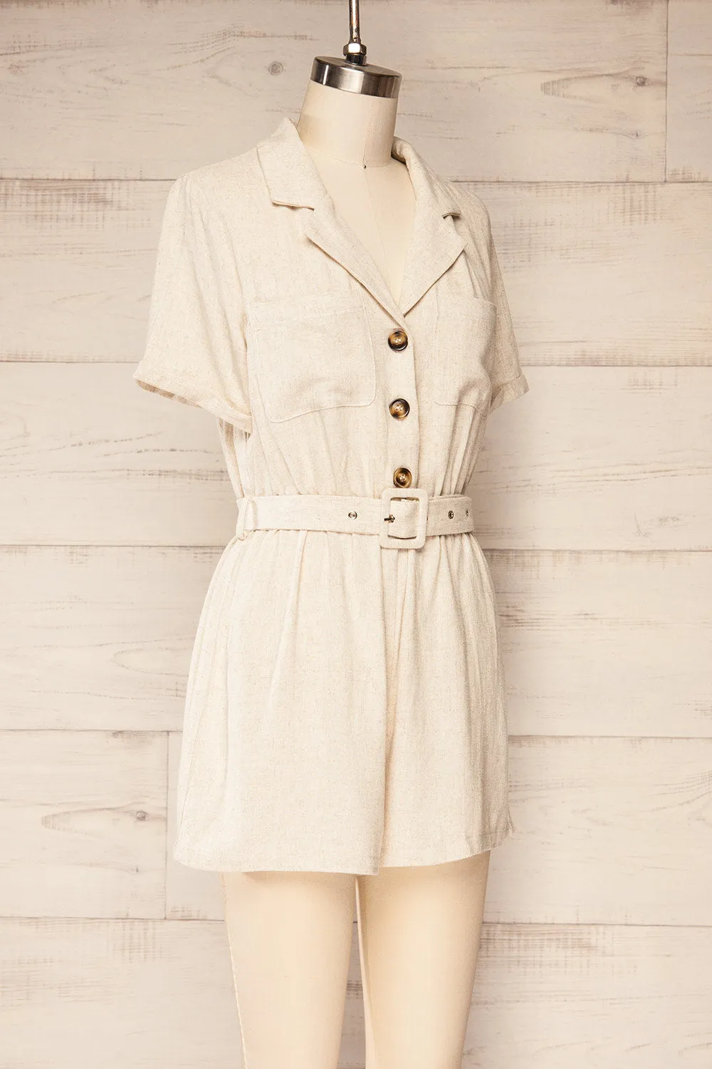 Dobraga Beige | Utility Romper w/ Belt