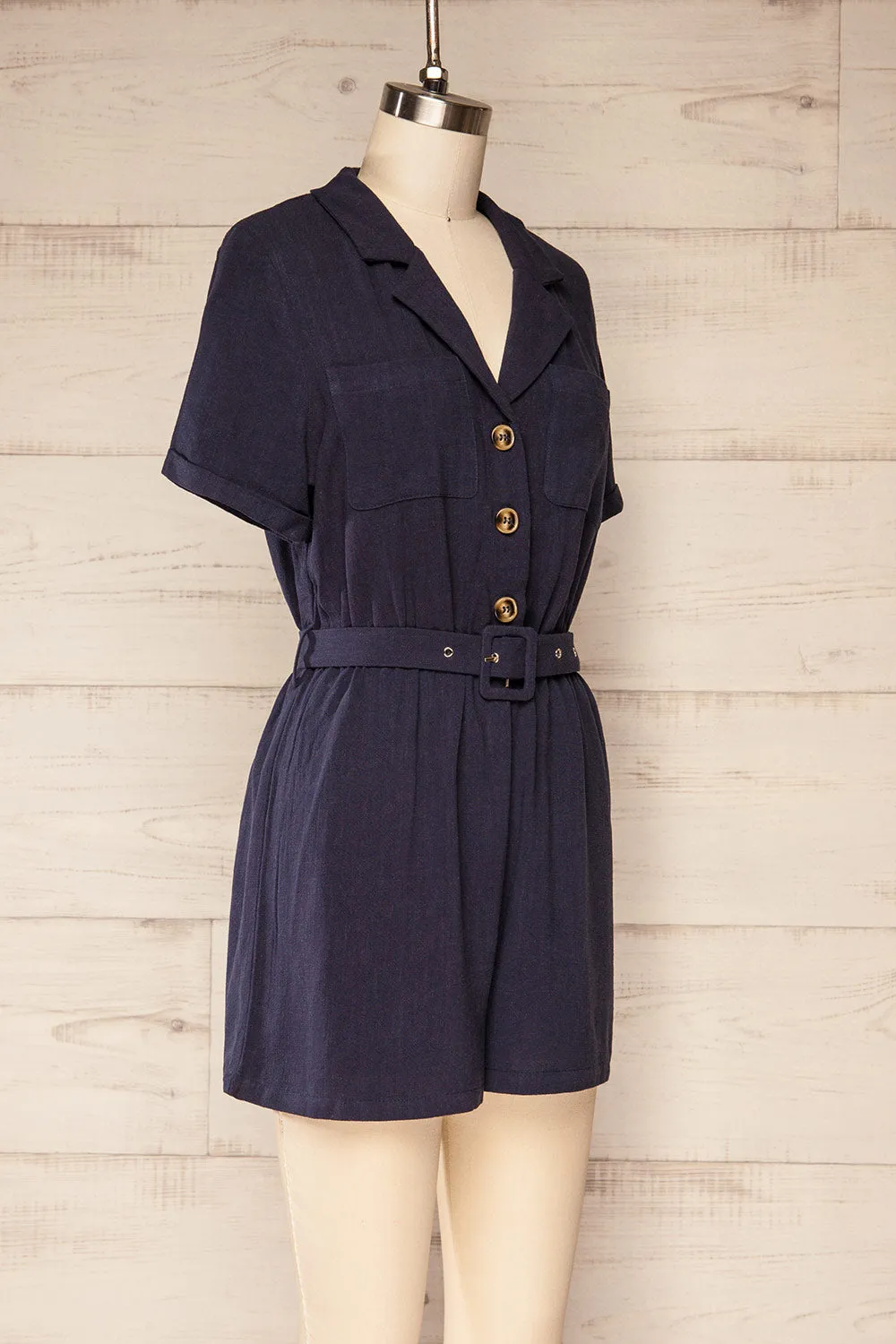 Dobraga Navy | Utility Romper w/ Belt