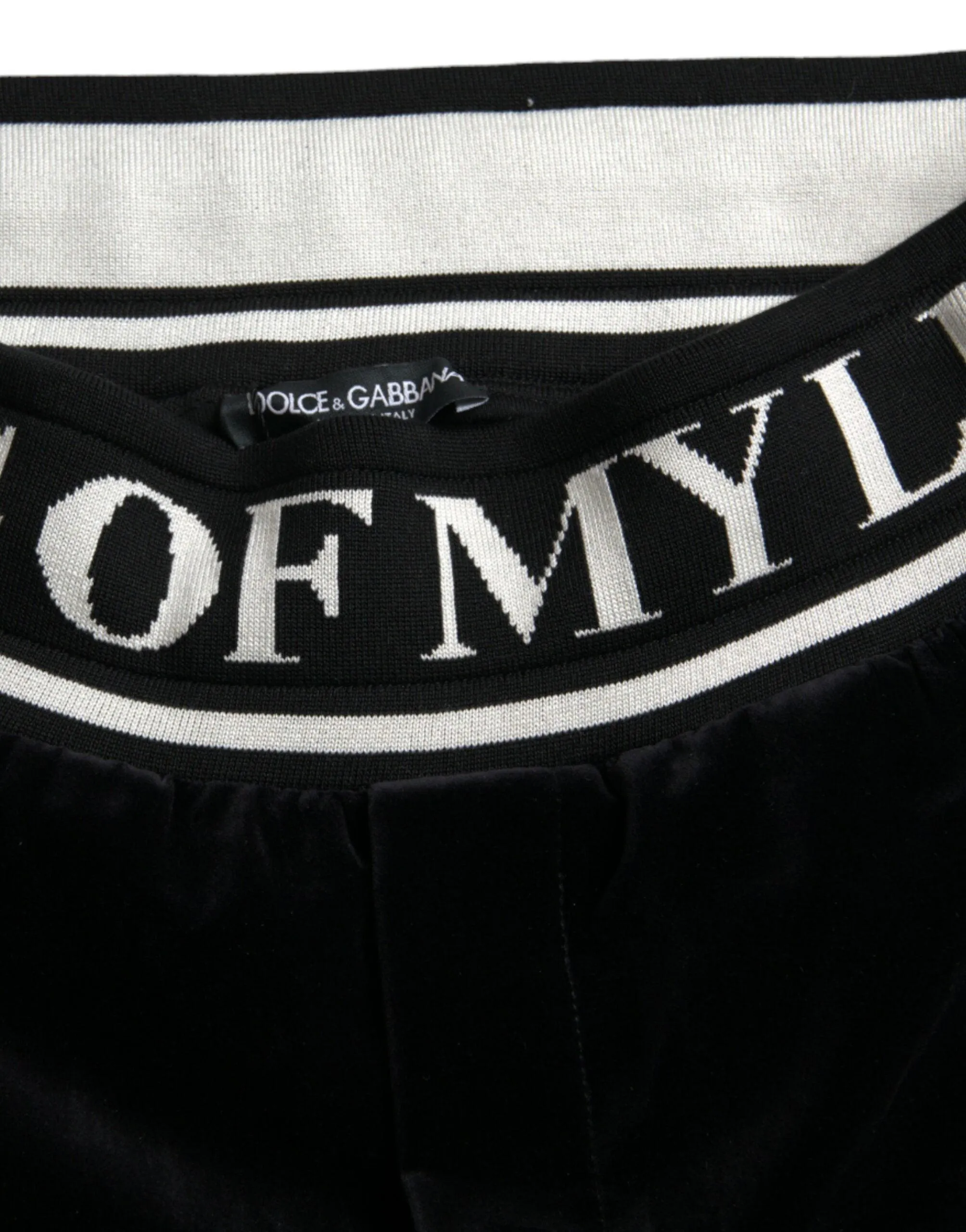 Dolce & Gabbana Black Velvet Stretch King Royals Jogger Pants
