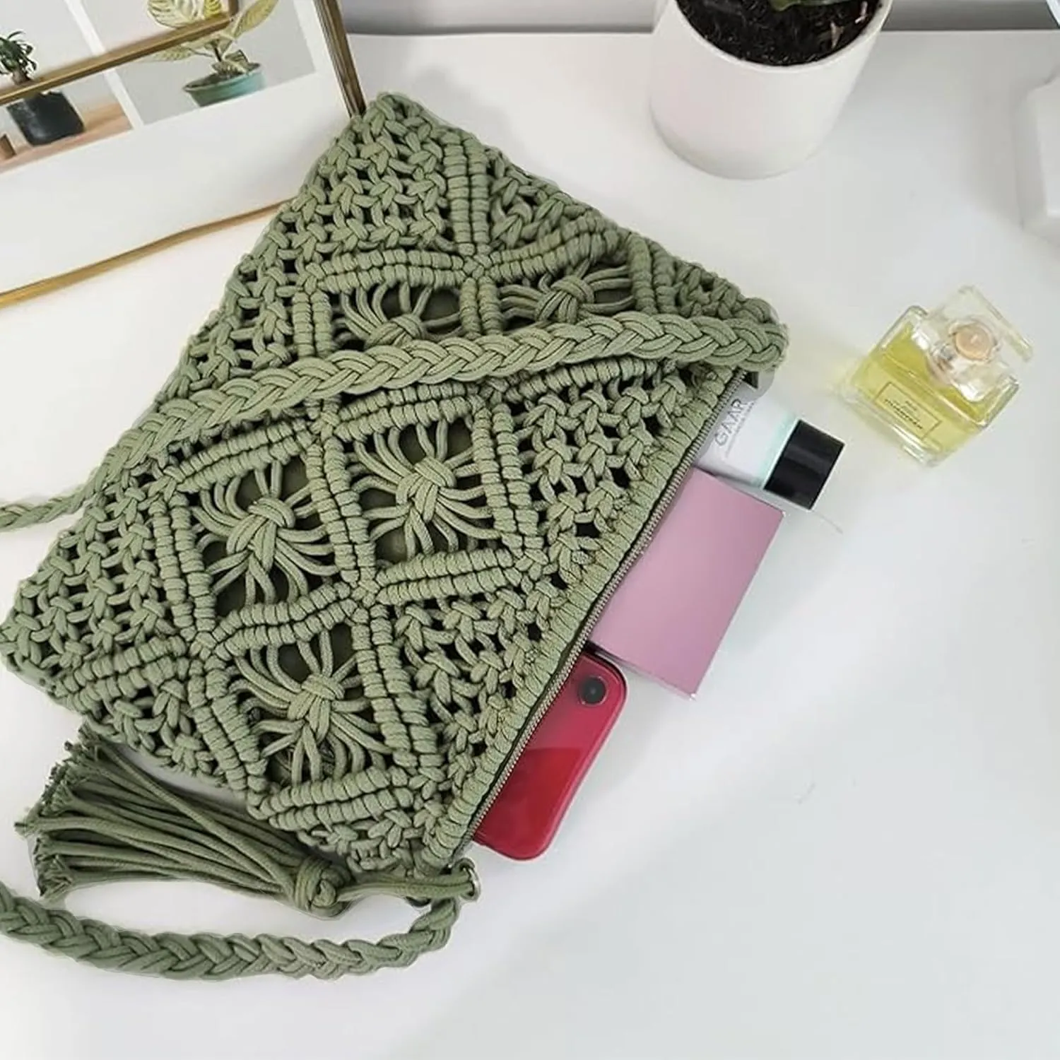 Eiyye Boho Crocheted Purses: Summer Beach Crossbody and Boho Shoulder Bags with Tassel