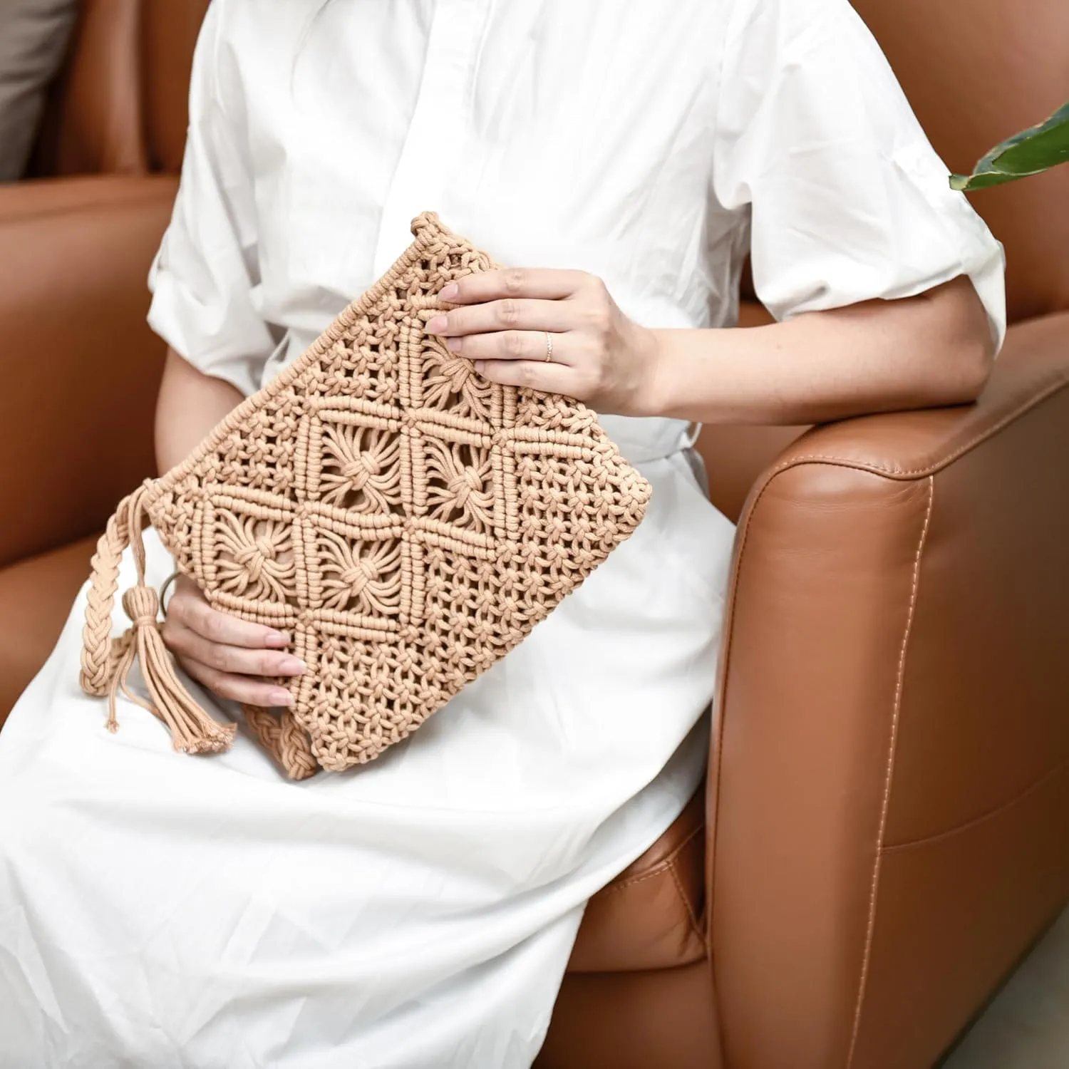 Eiyye Boho Crocheted Purses: Summer Beach Crossbody and Boho Shoulder Bags with Tassel