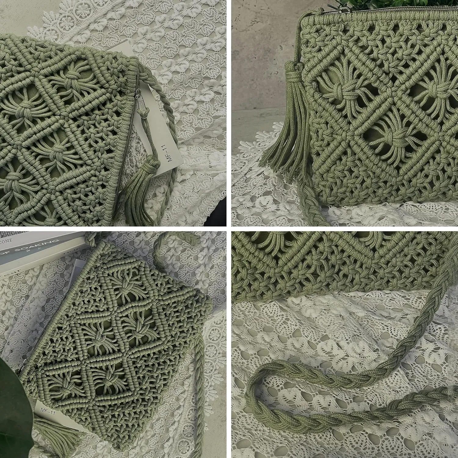 Eiyye Boho Crocheted Purses: Summer Beach Crossbody and Boho Shoulder Bags with Tassel