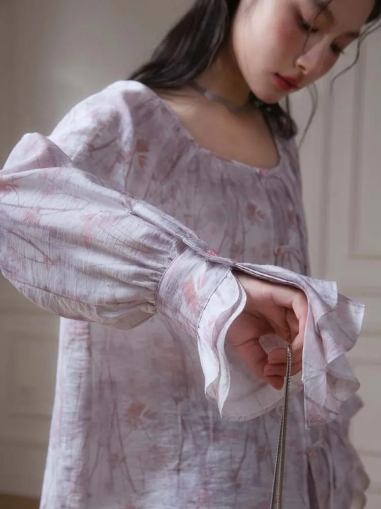 Floral Layered Sleeves Shirt【s0000007884】
