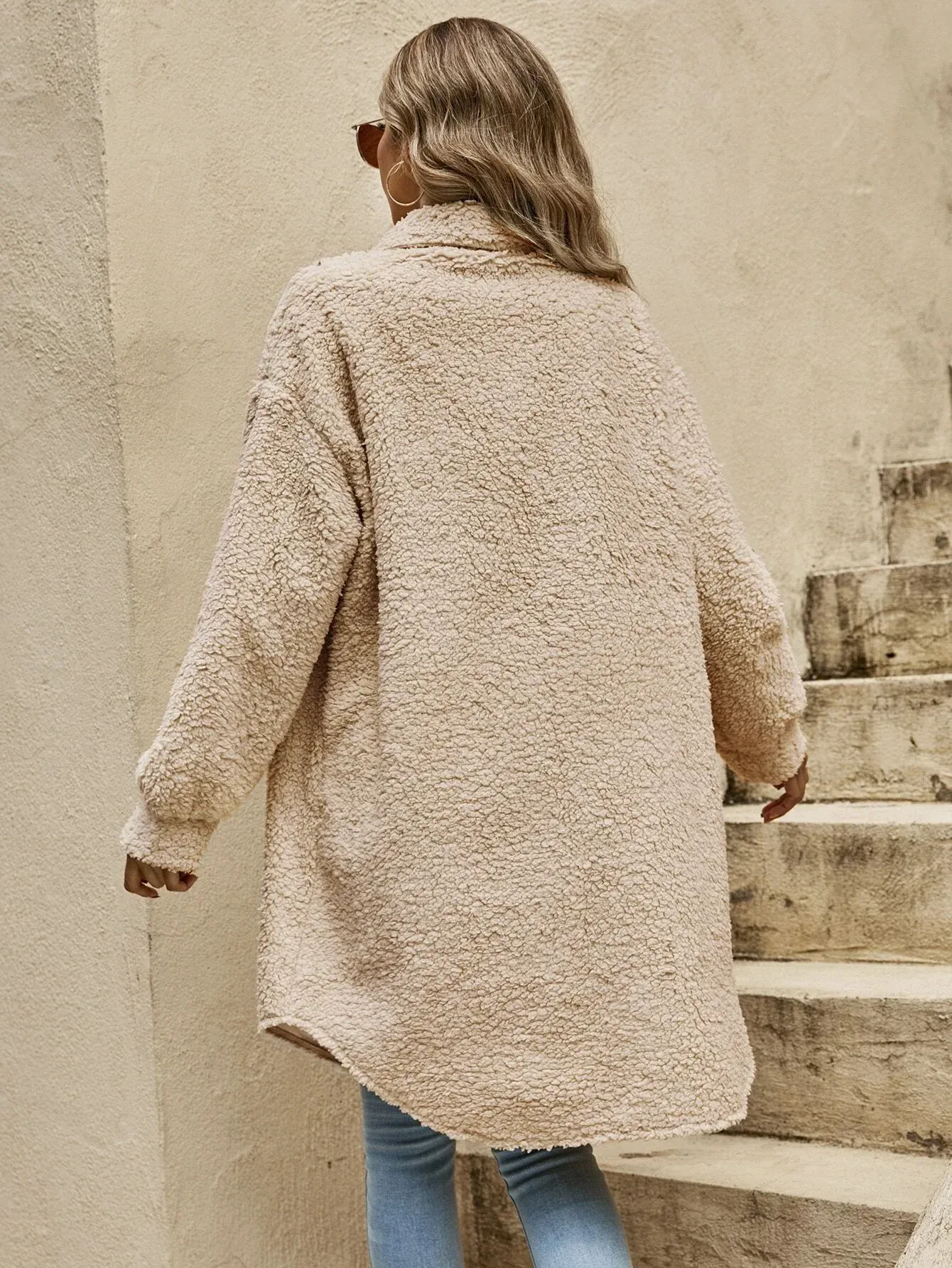 Friede | Stylish long wool fleece coat