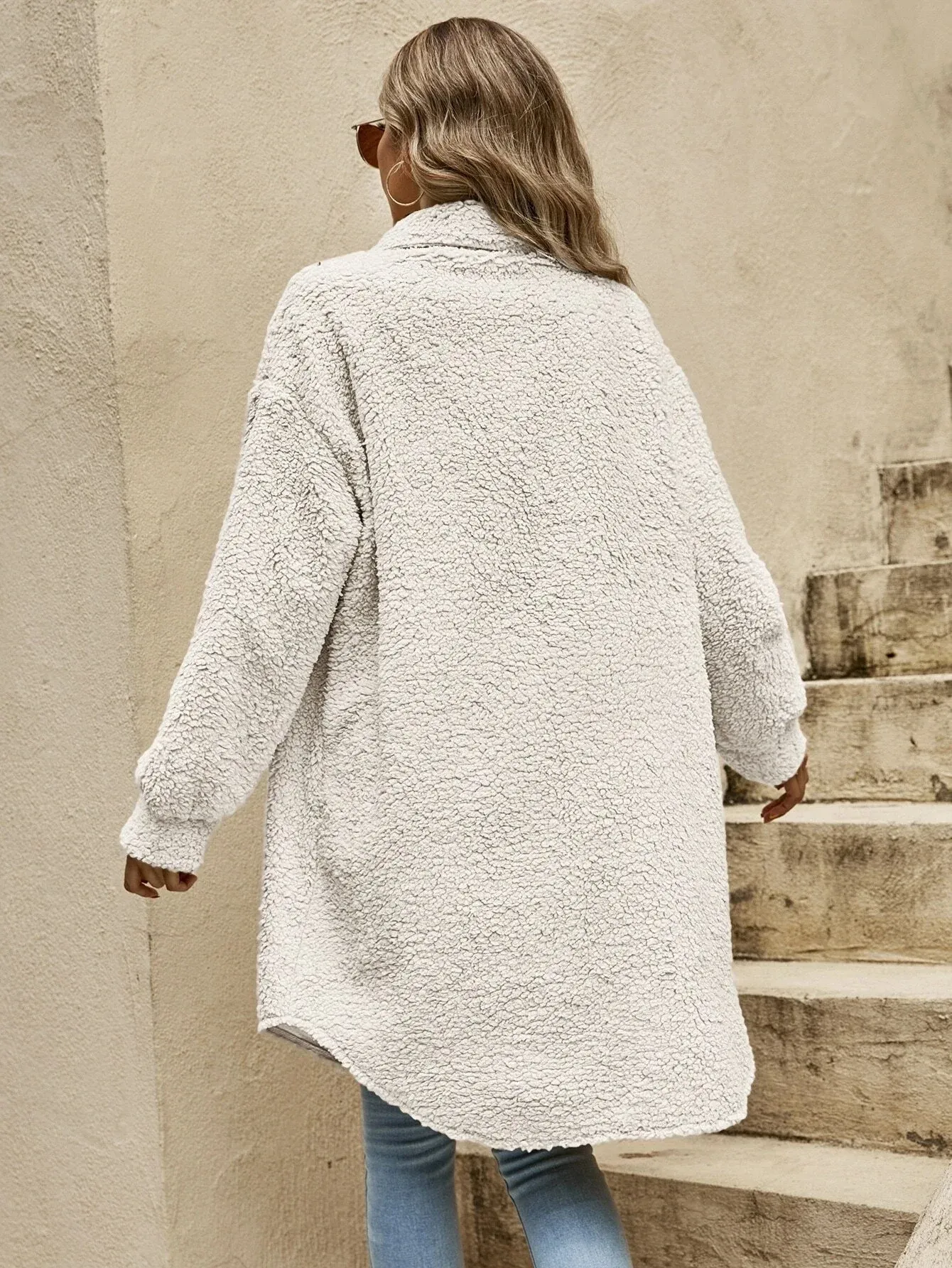 Friede | Stylish long wool fleece coat