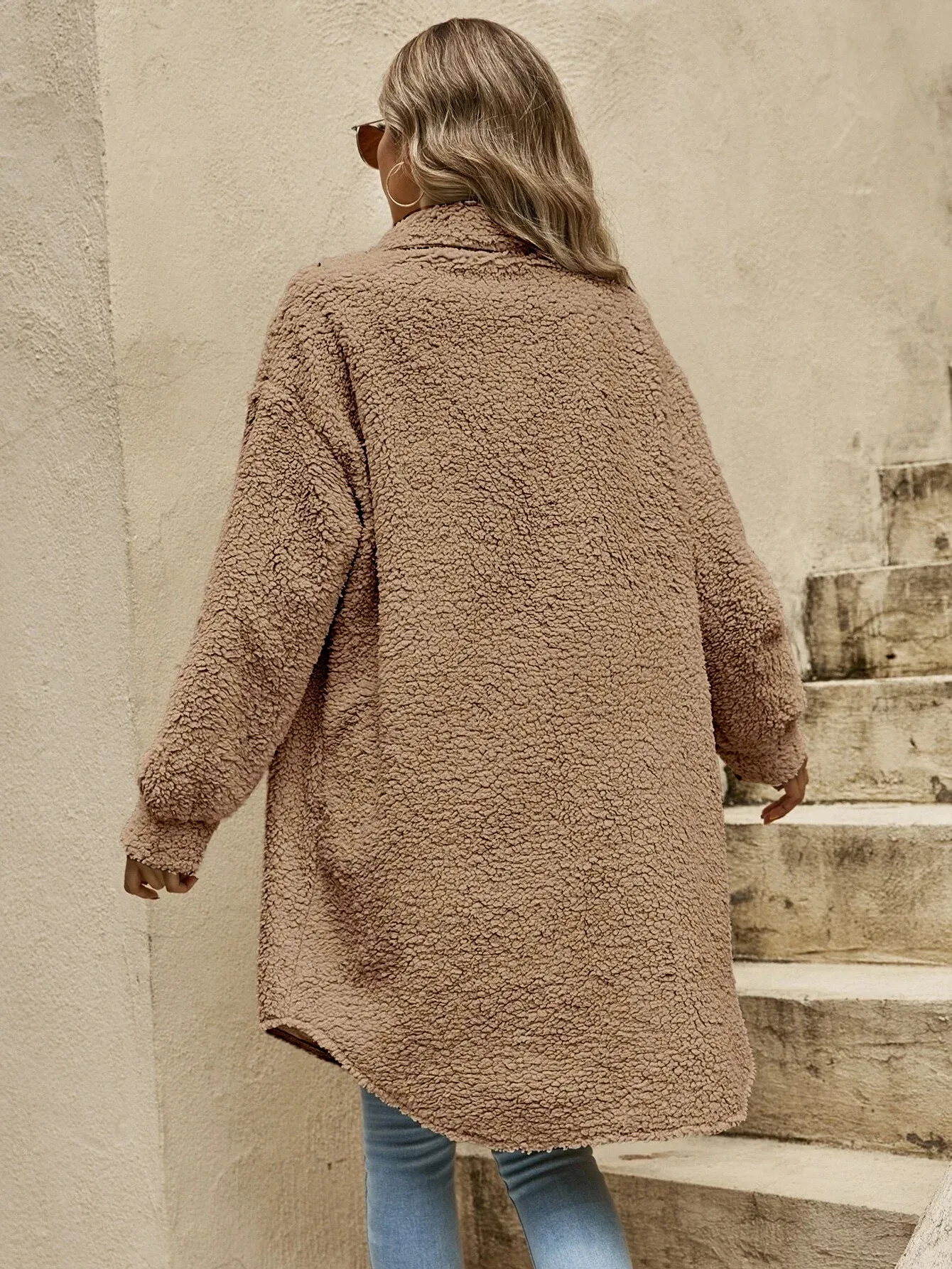 Friede | Stylish long wool fleece coat