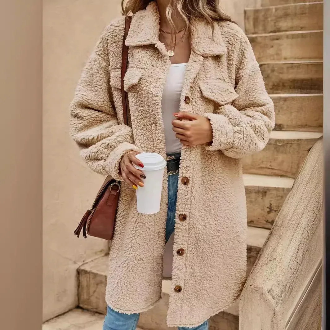 Friede | Stylish long wool fleece coat