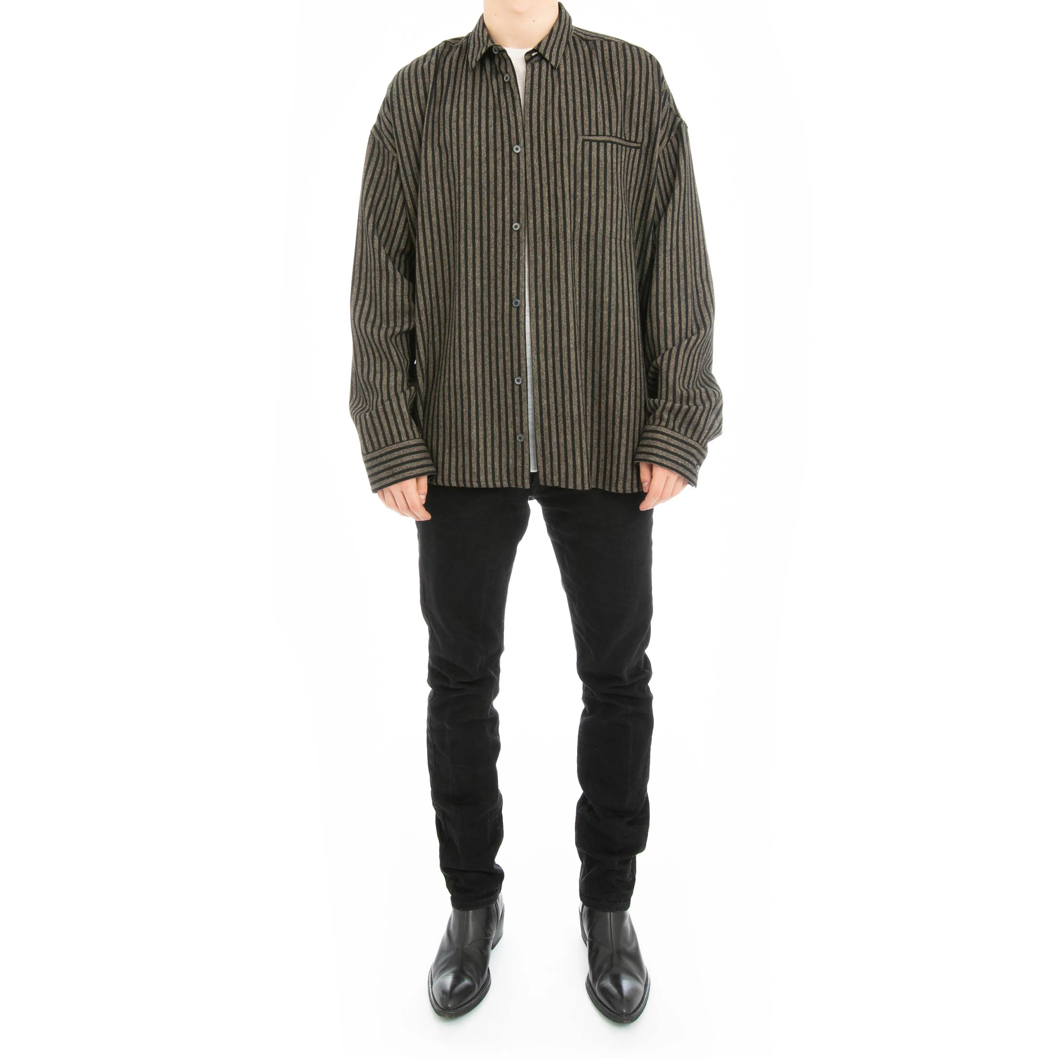 FW14 Striped Brown Fleecewool Shirt