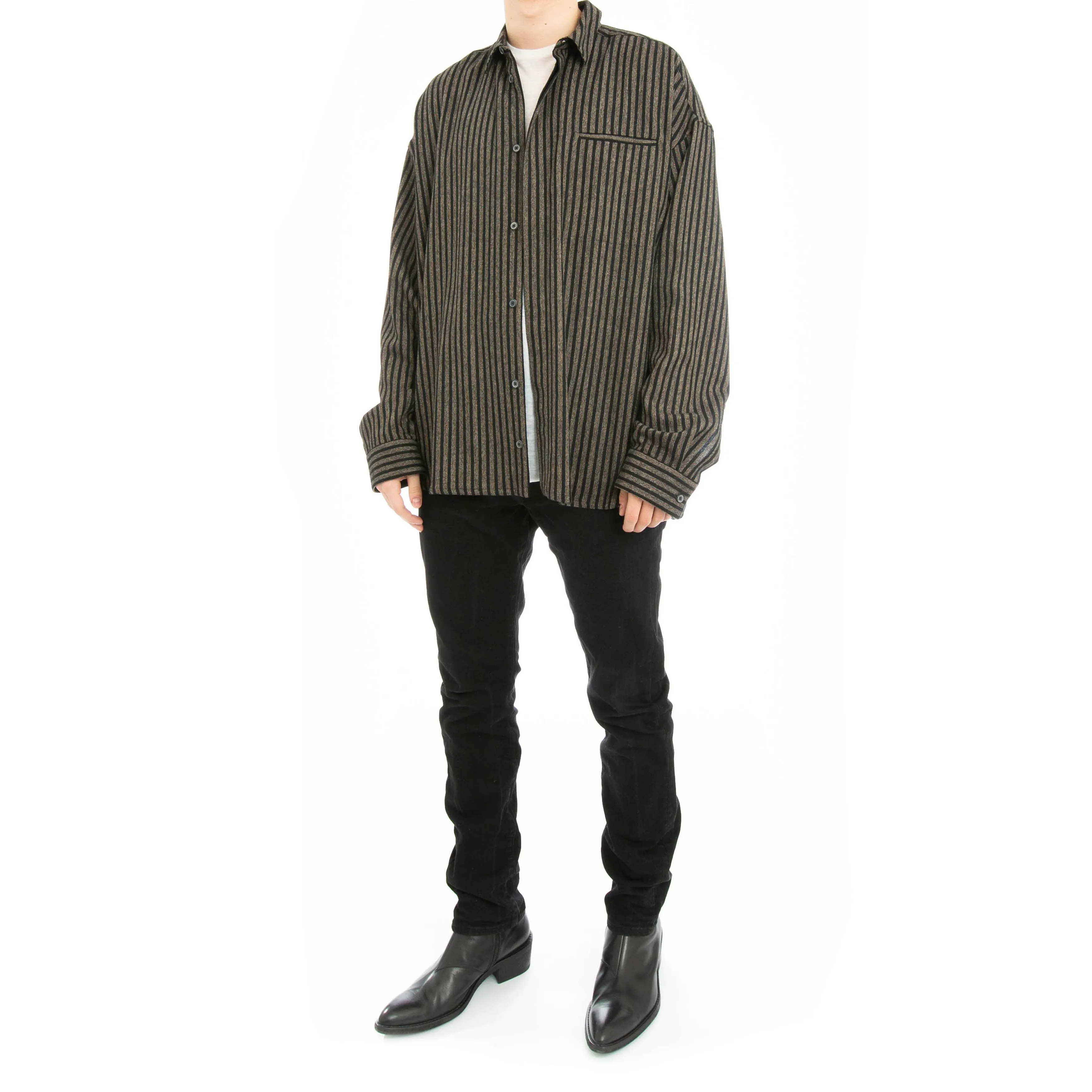 FW14 Striped Brown Fleecewool Shirt