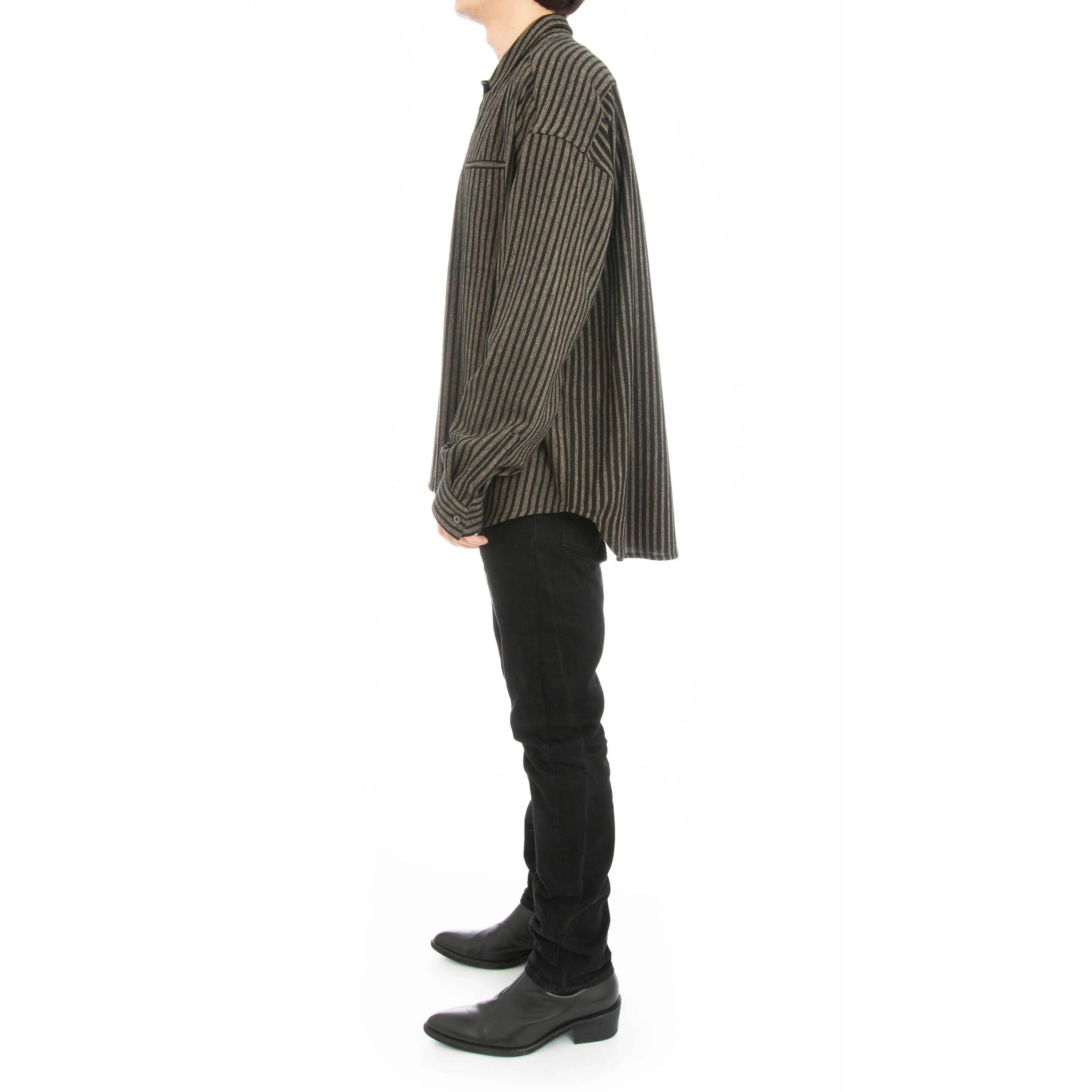 FW14 Striped Brown Fleecewool Shirt