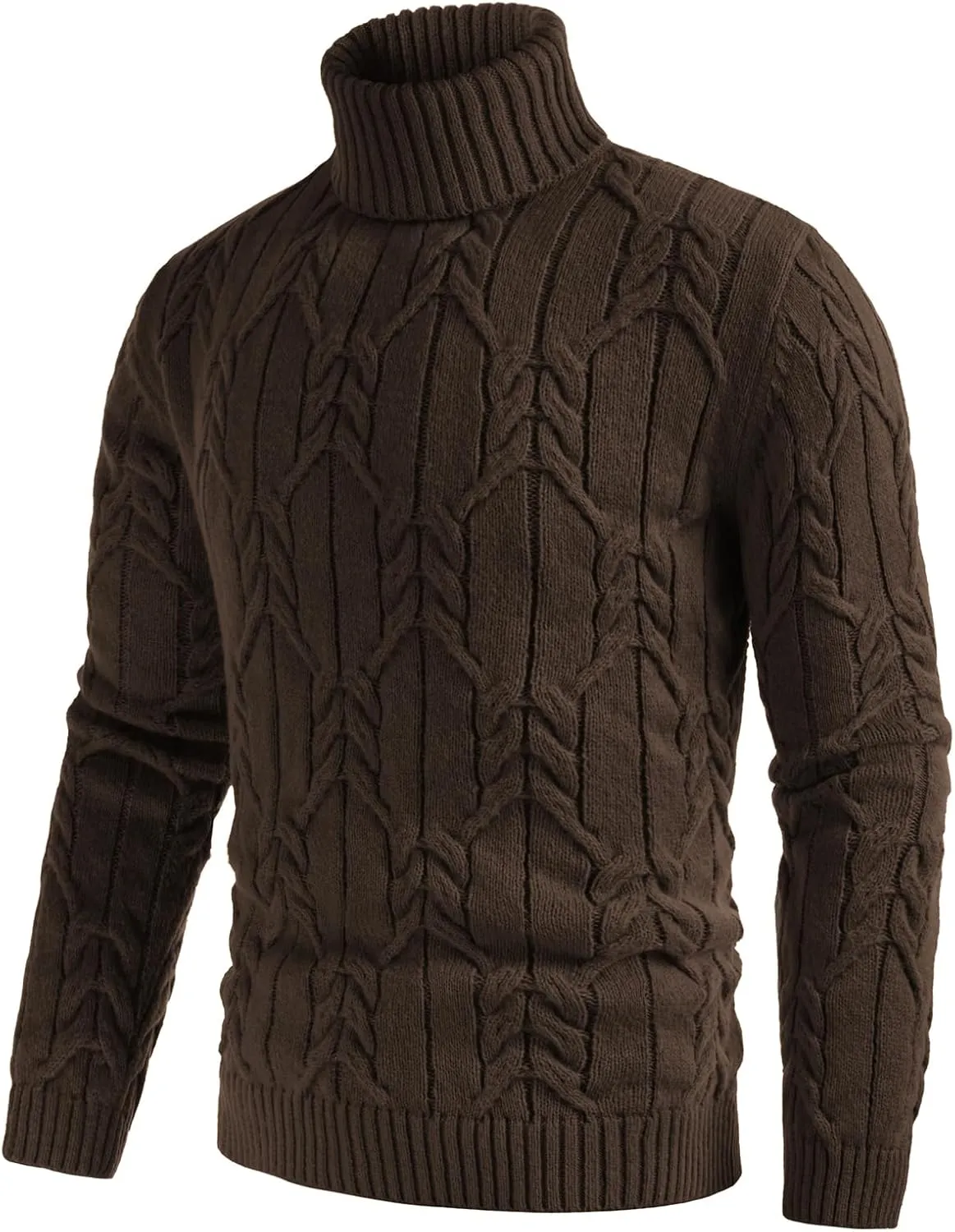 GRACE KARIN Men's Turtneck Pullover Sweaters Long Sleeve Solid Color Twisted Knit Sweater