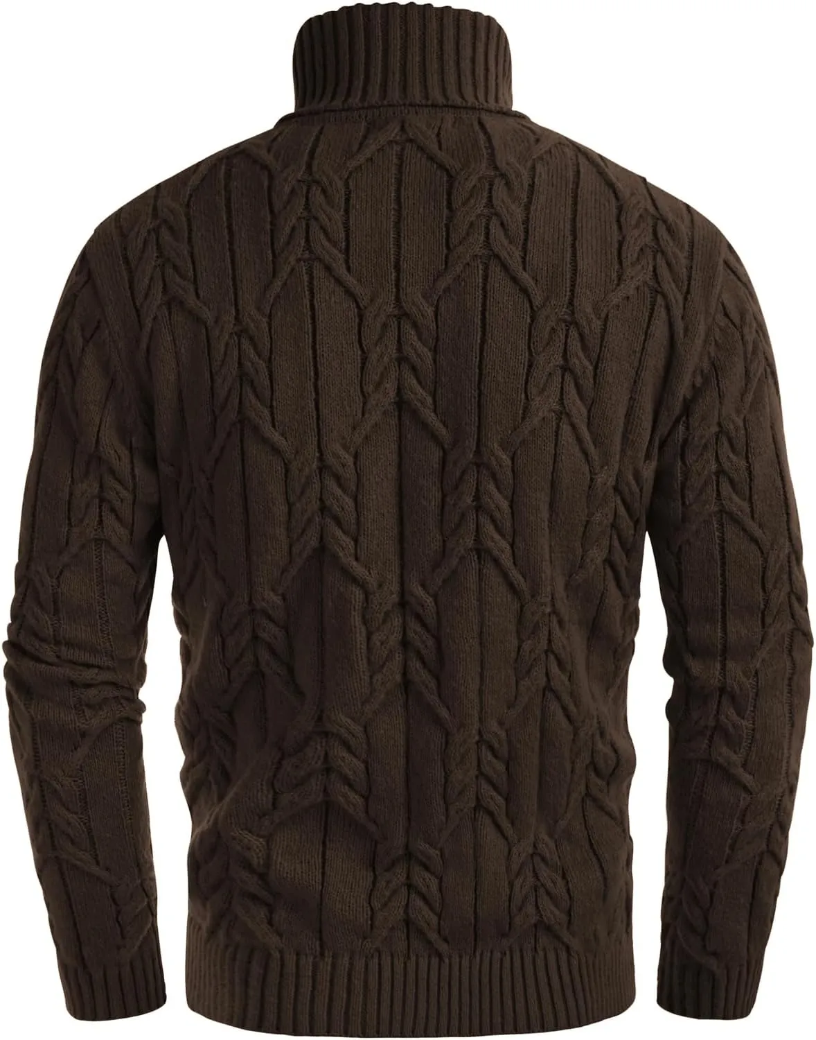 GRACE KARIN Men's Turtneck Pullover Sweaters Long Sleeve Solid Color Twisted Knit Sweater