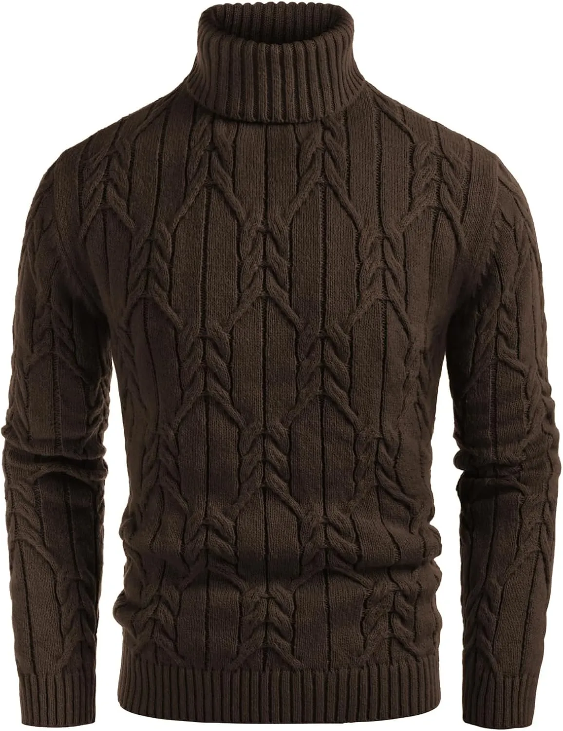 GRACE KARIN Men's Turtneck Pullover Sweaters Long Sleeve Solid Color Twisted Knit Sweater
