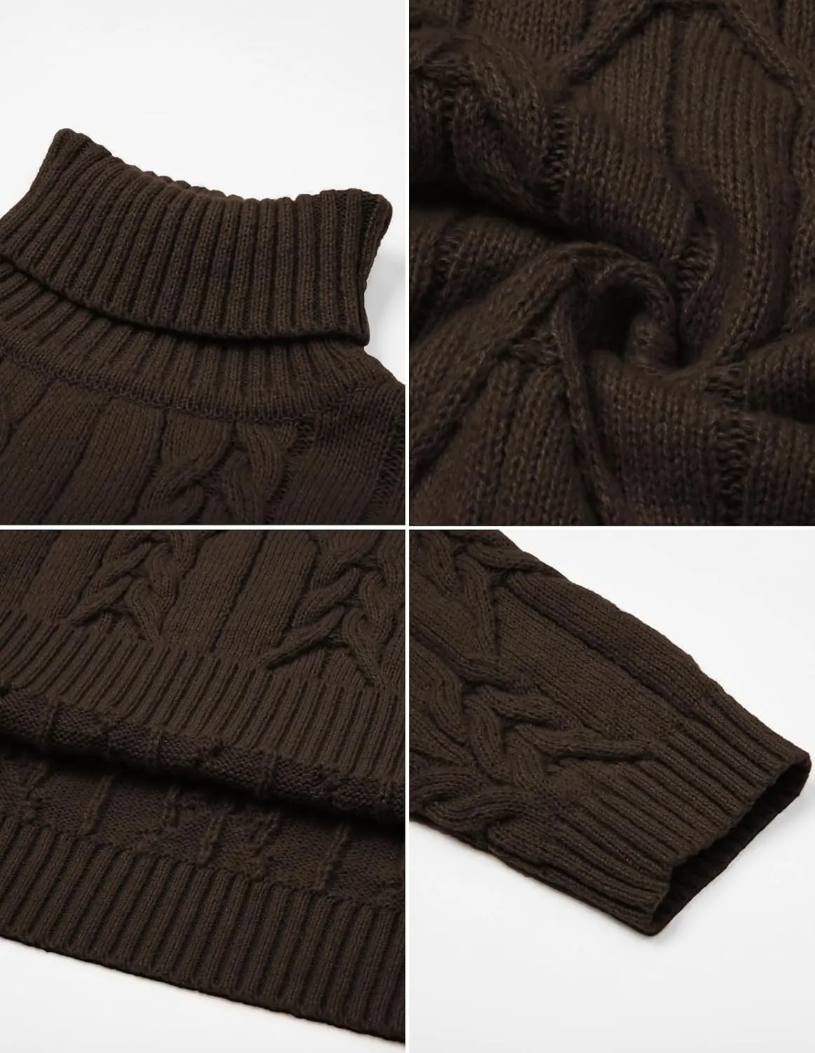 GRACE KARIN Men's Turtneck Pullover Sweaters Long Sleeve Solid Color Twisted Knit Sweater