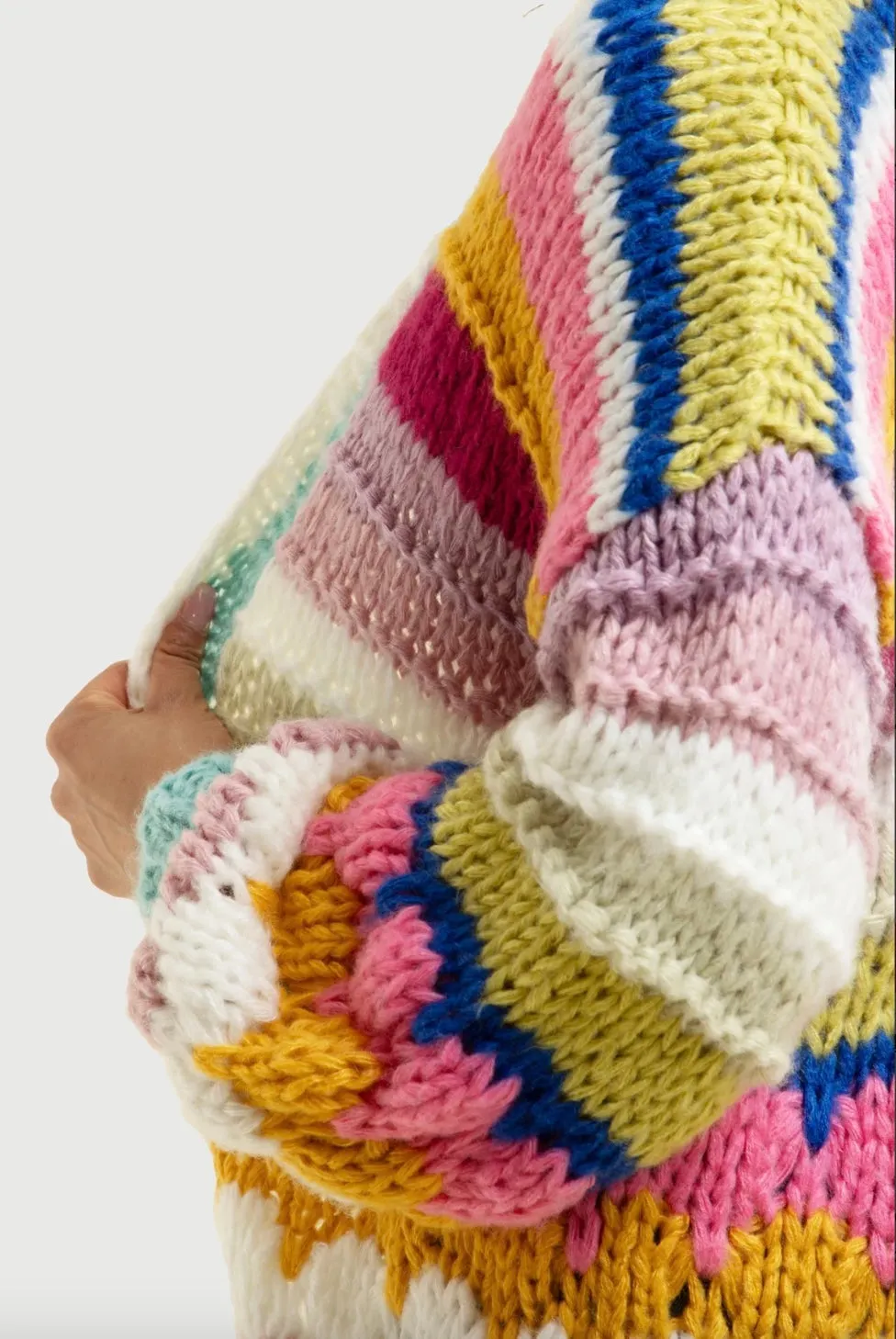 Handmade Knitted Rainbow Bubble Stitch Chunky Cardigan By SAACHI