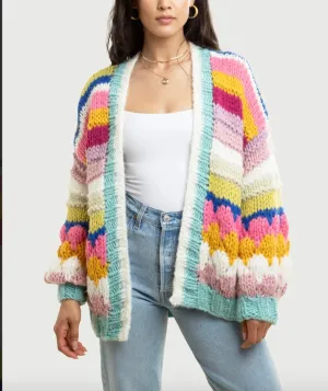 Handmade Knitted Rainbow Bubble Stitch Chunky Cardigan By SAACHI