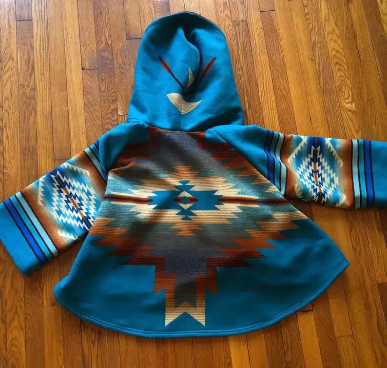 Kelly Reilly Yellowstone Blue Hooded Fleece Coat