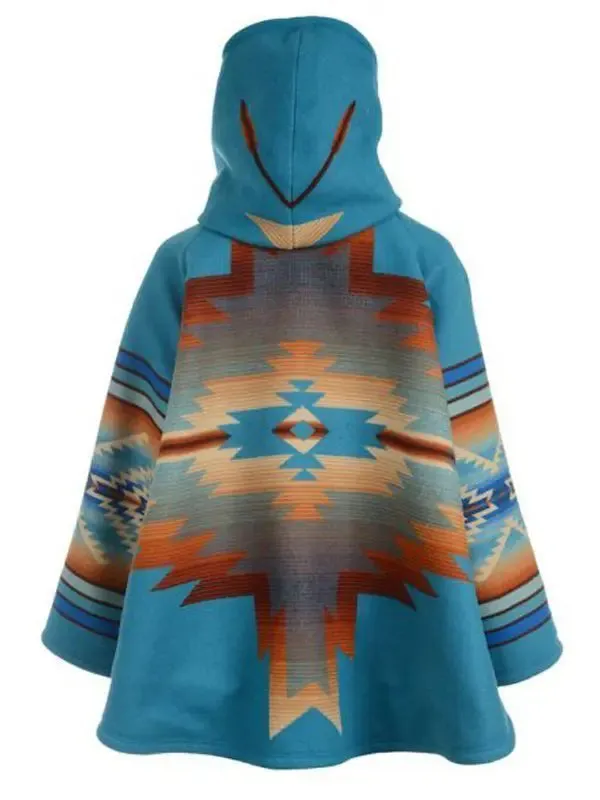 Kelly Reilly Yellowstone Blue Hooded Fleece Coat