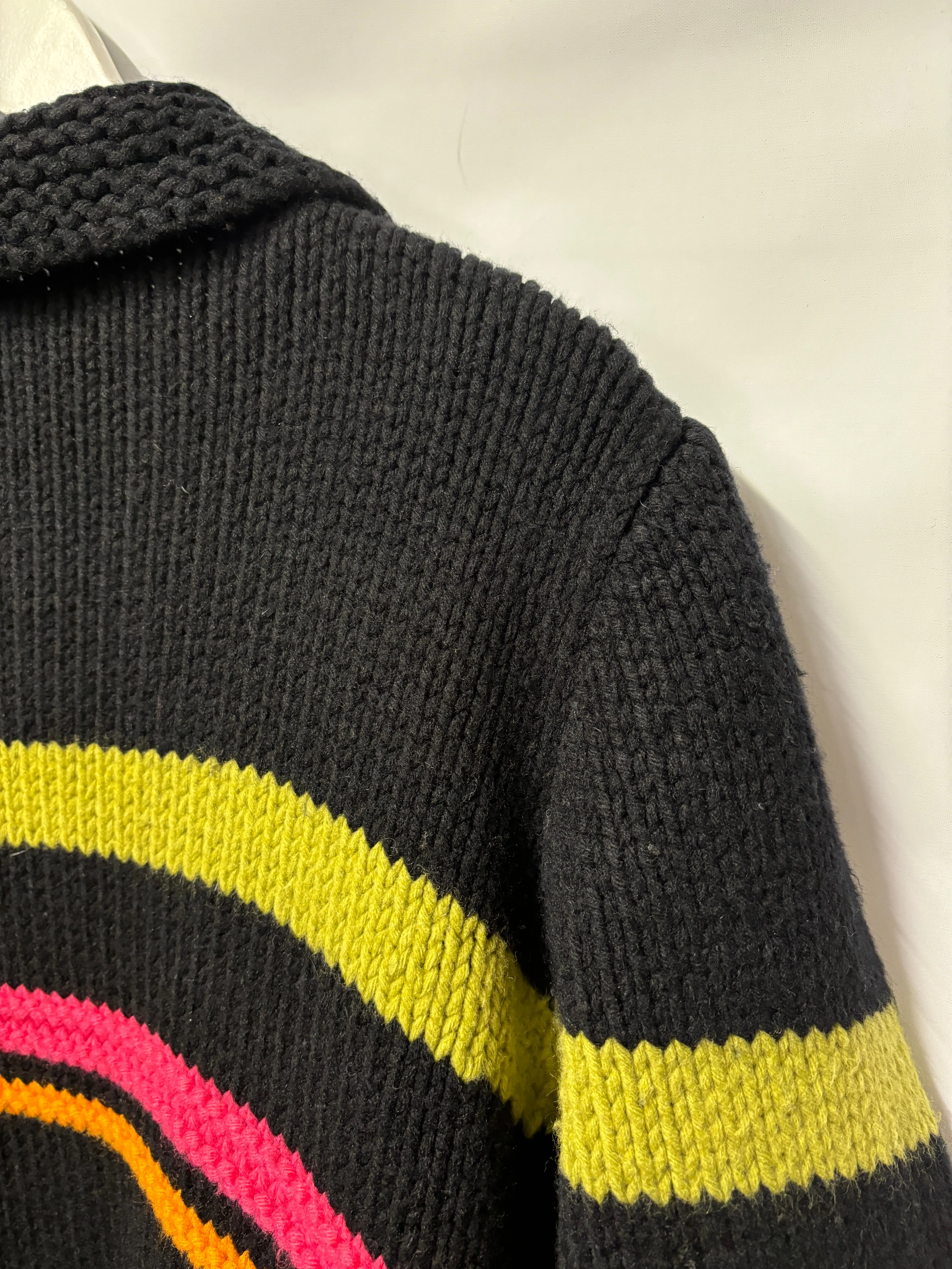 Kenzo Jungle Black Wool Knitted Blend Cardigan Large