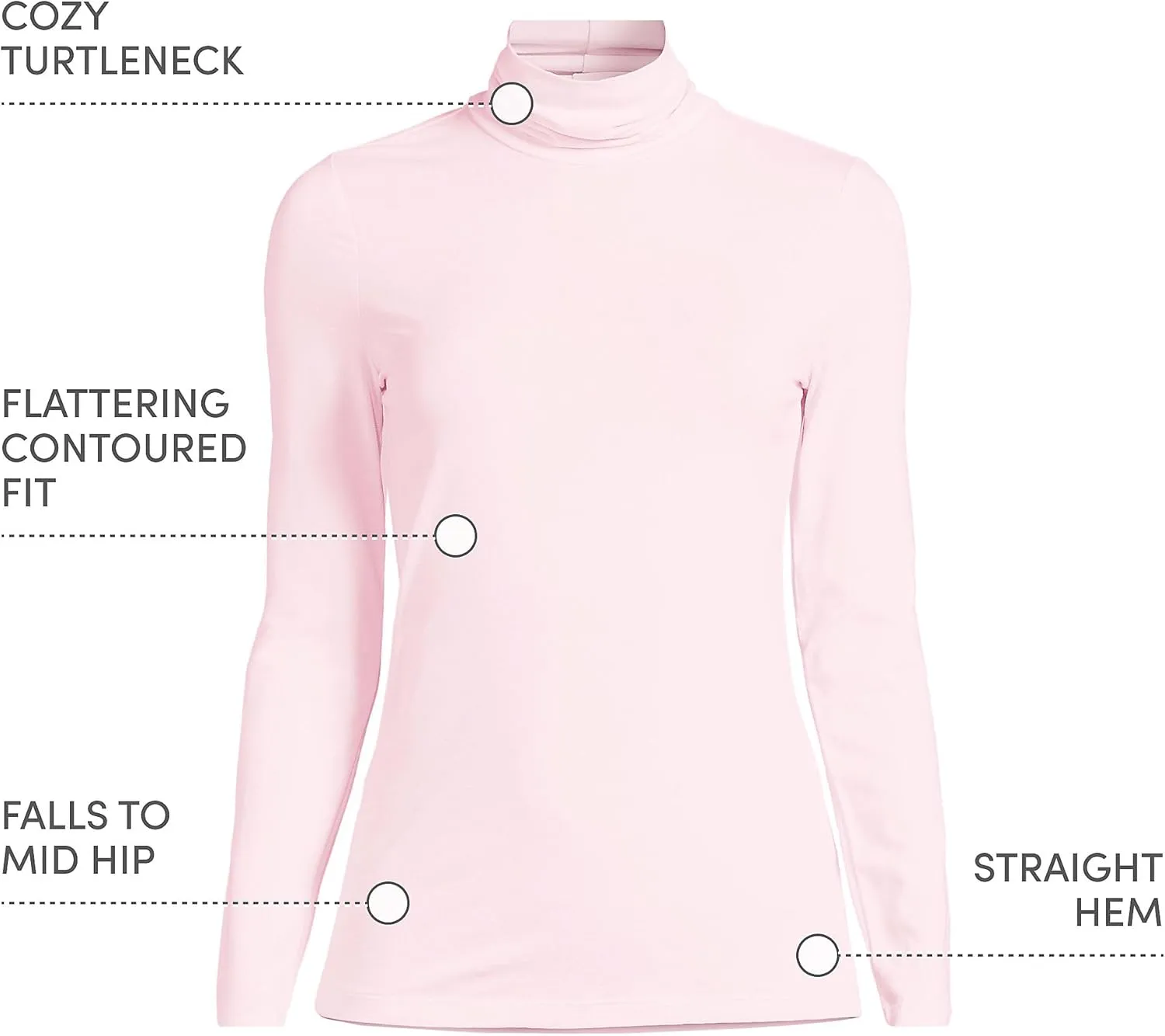 Lands' End Women's Lightweight Jersey Skimming Long Sleeve Turtleneck