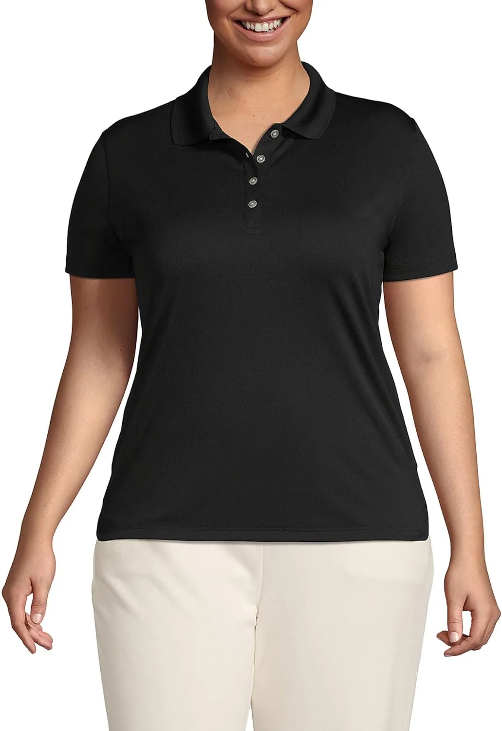 Lands' End Women's Short Sleeve Solid Active Polo